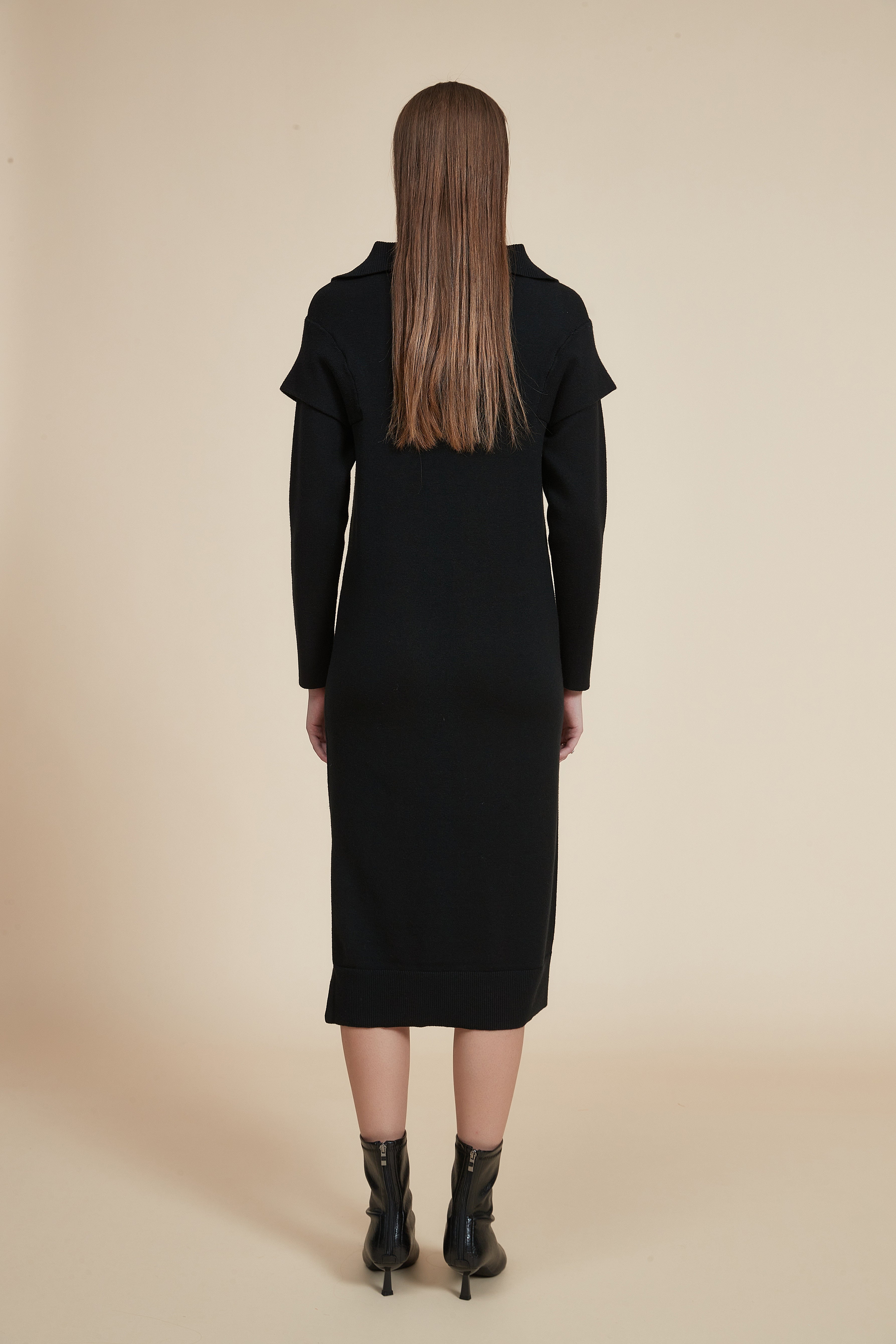 Plain Long Sleeve Midi Dress