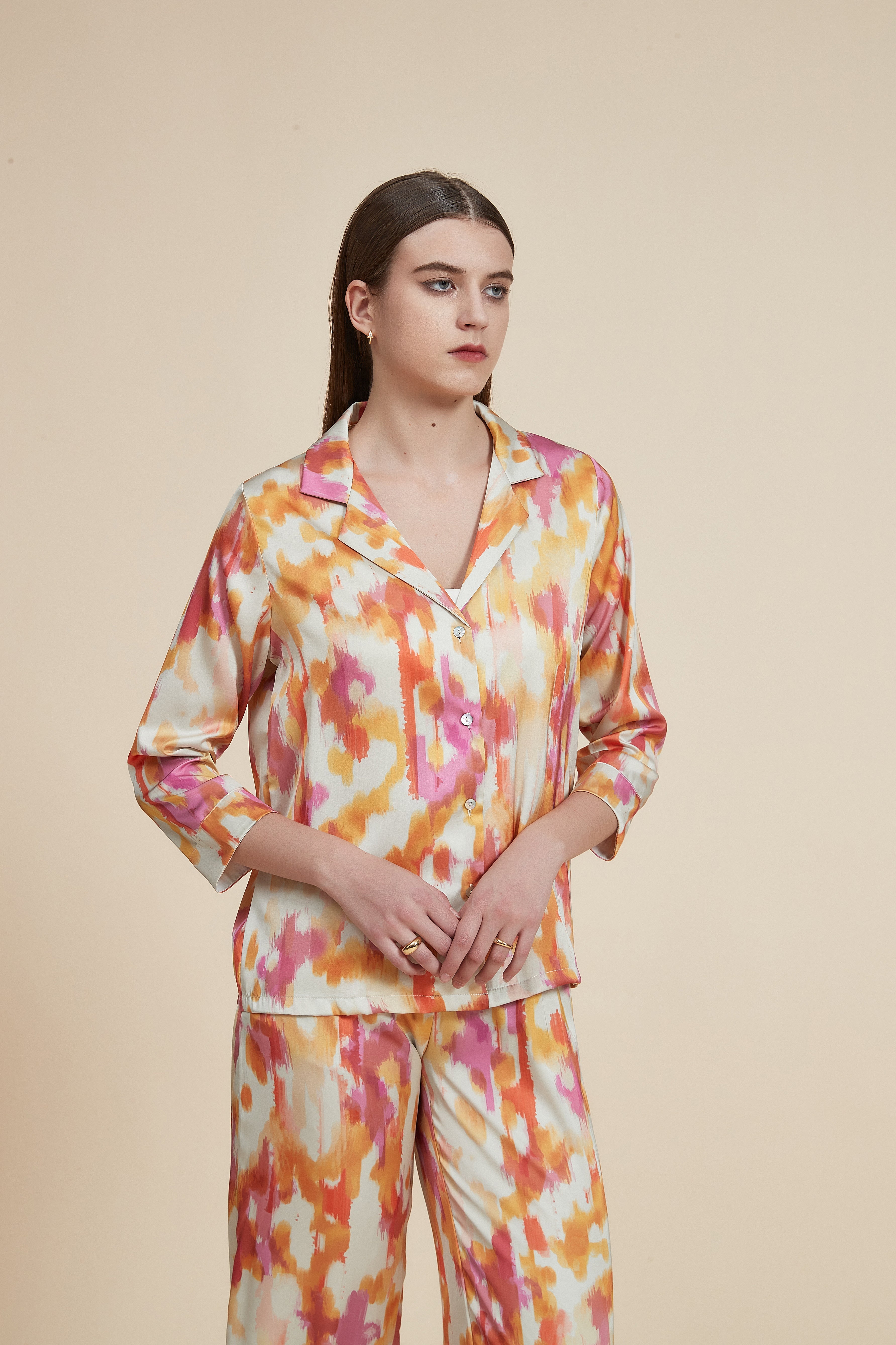 Printed 3/4-sleeve pajamas
