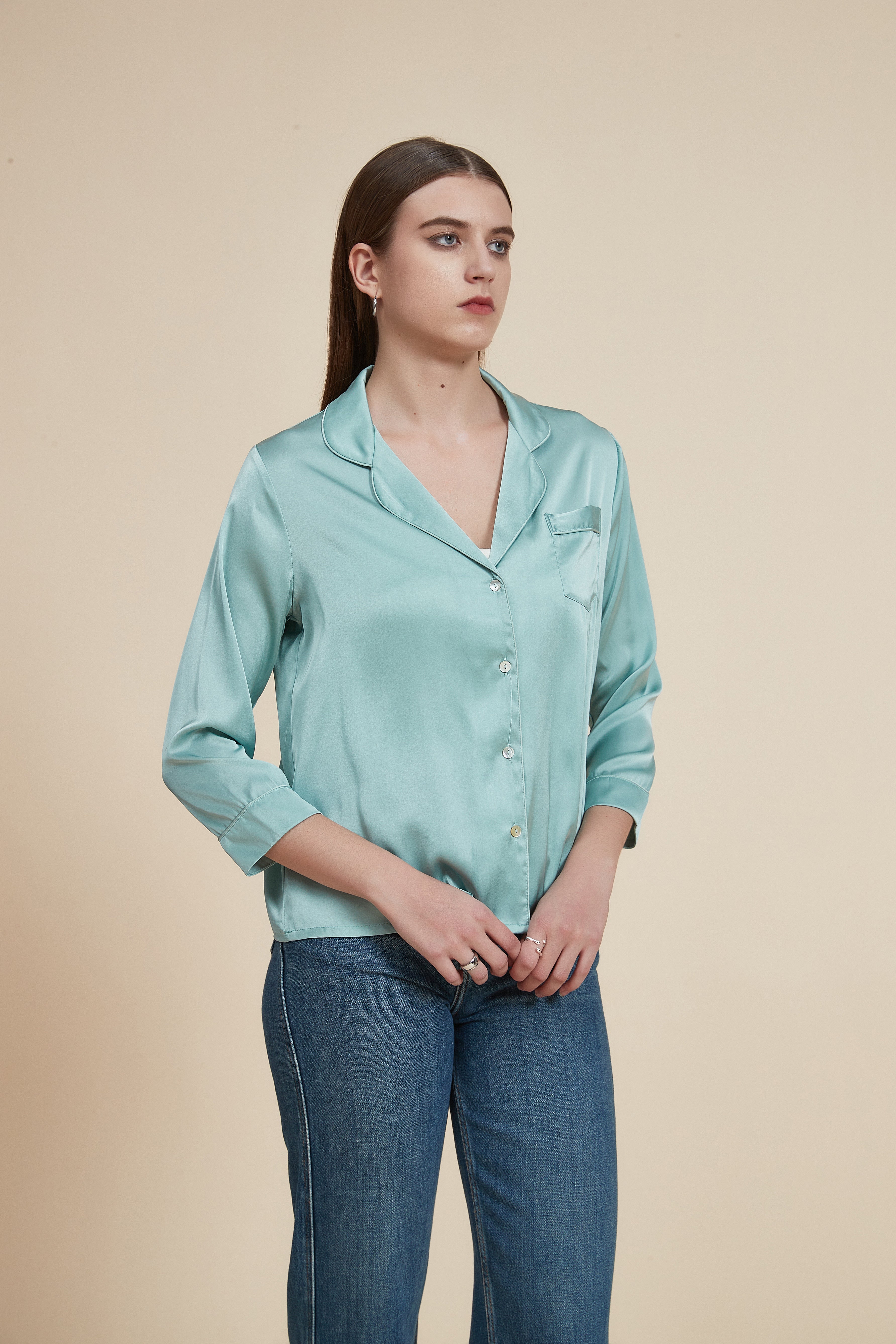 Plain 3/4 Sleeve Pajamas