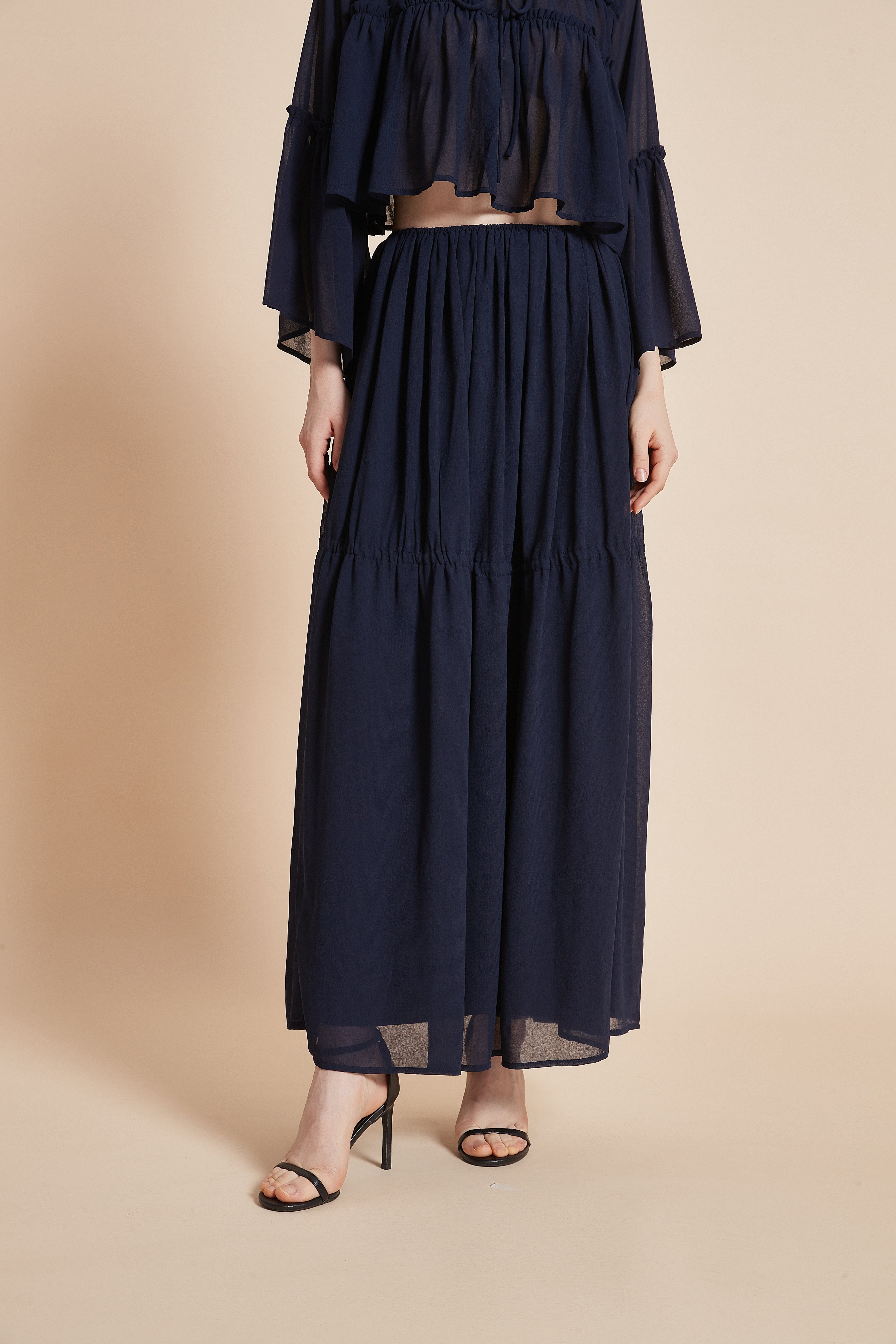 Yola Long Skirt with Ruffled Cut