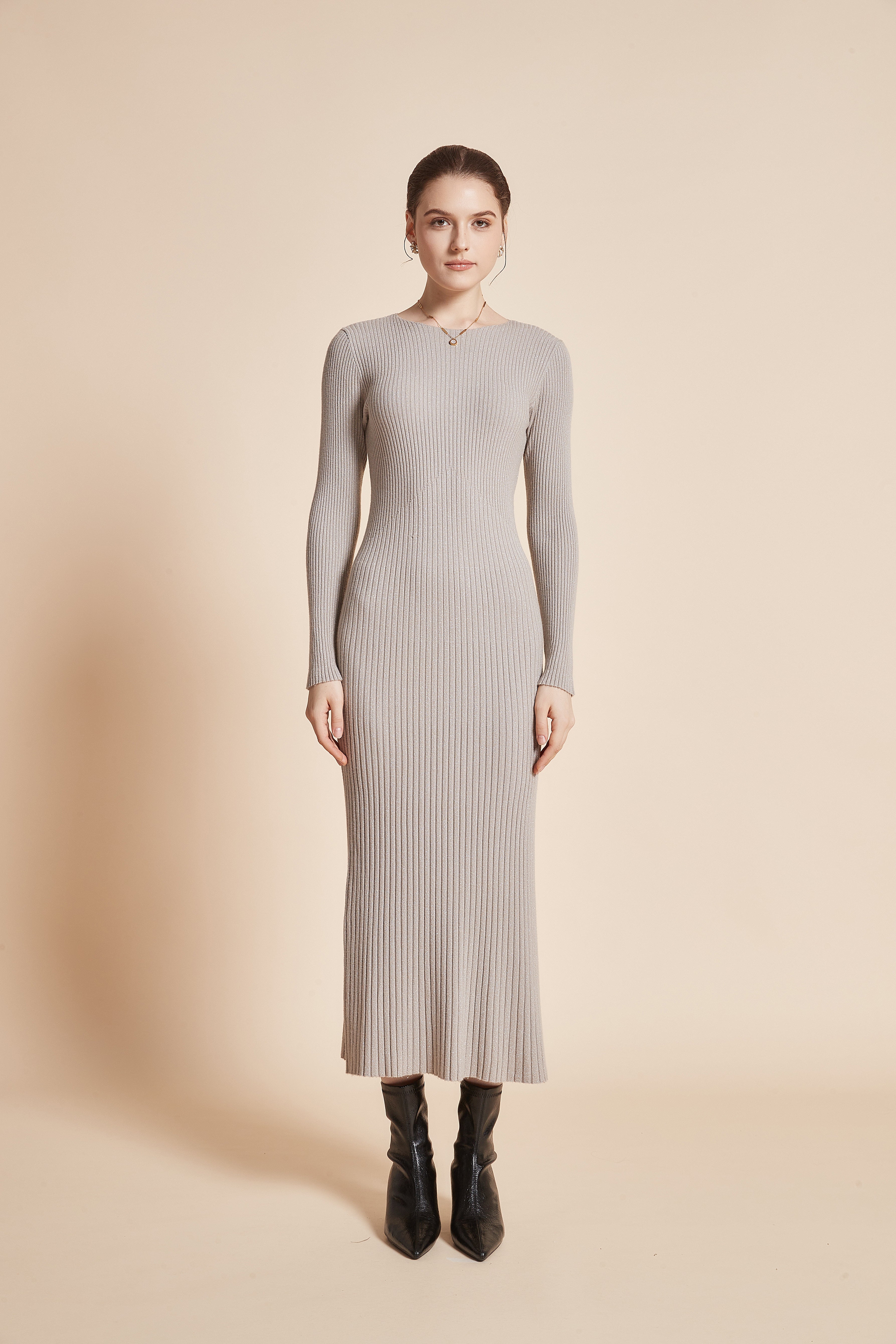 Yola Long Sleeve Plain Dress