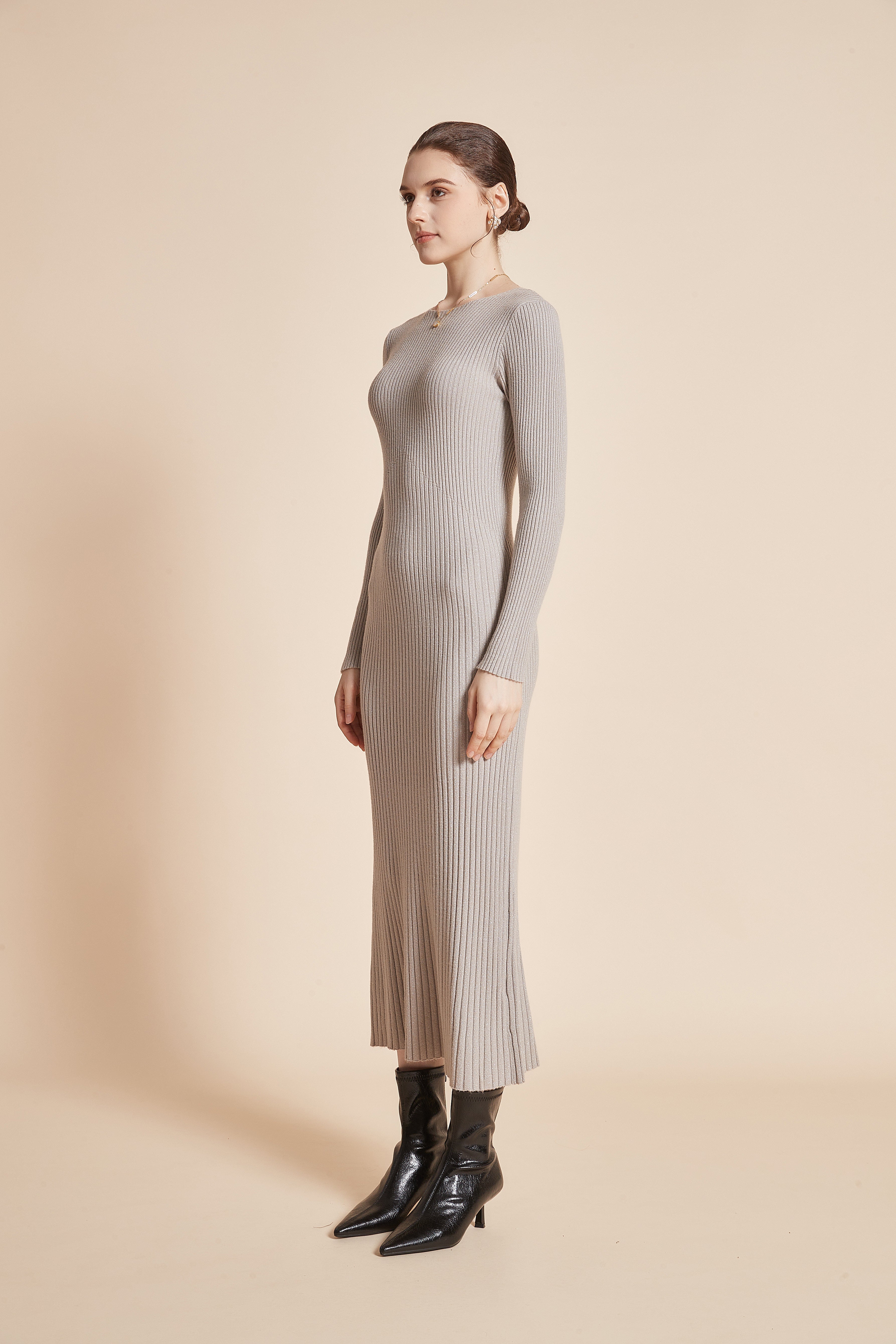 Yola Long Sleeve Plain Dress