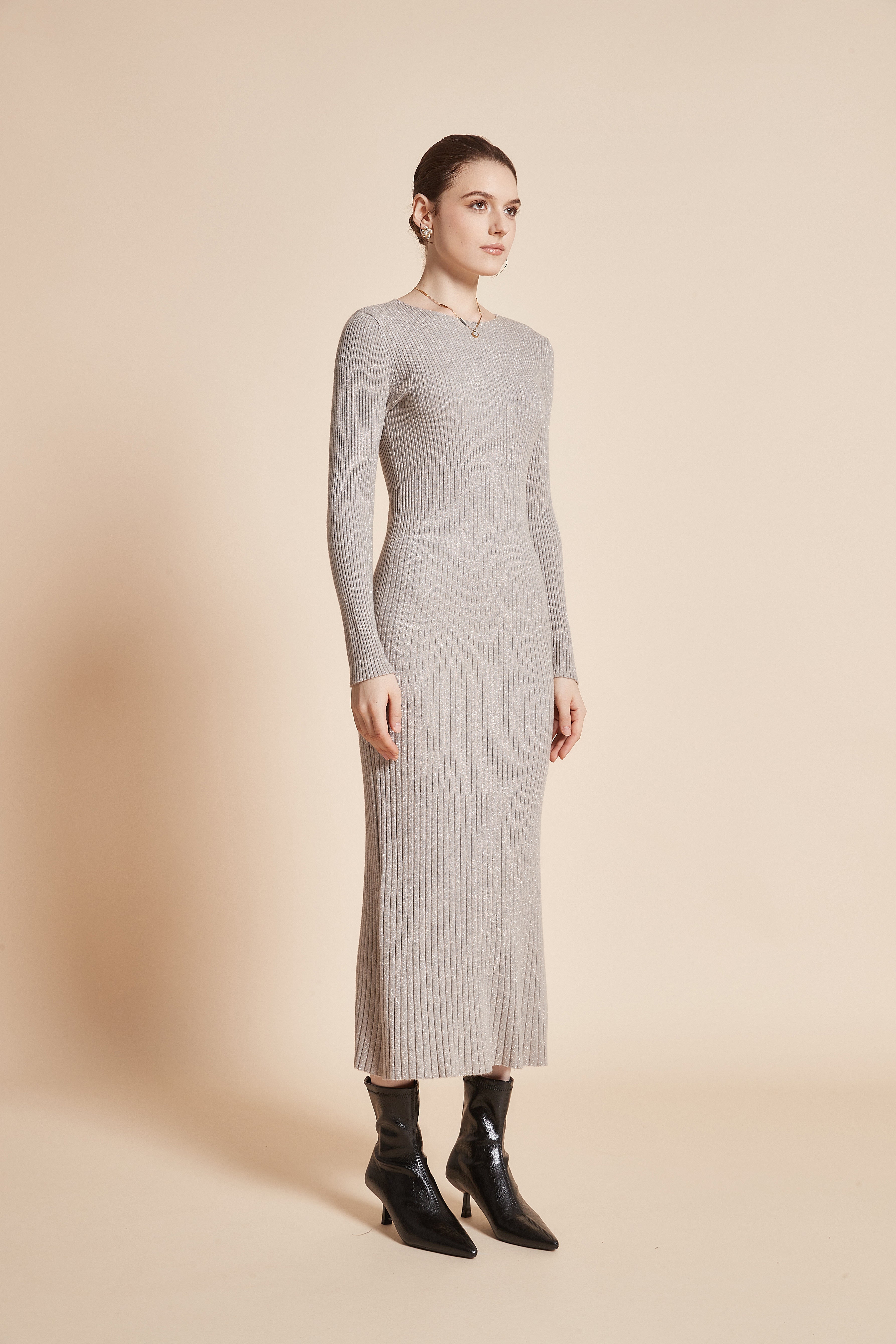 Yola Long Sleeve Plain Dress