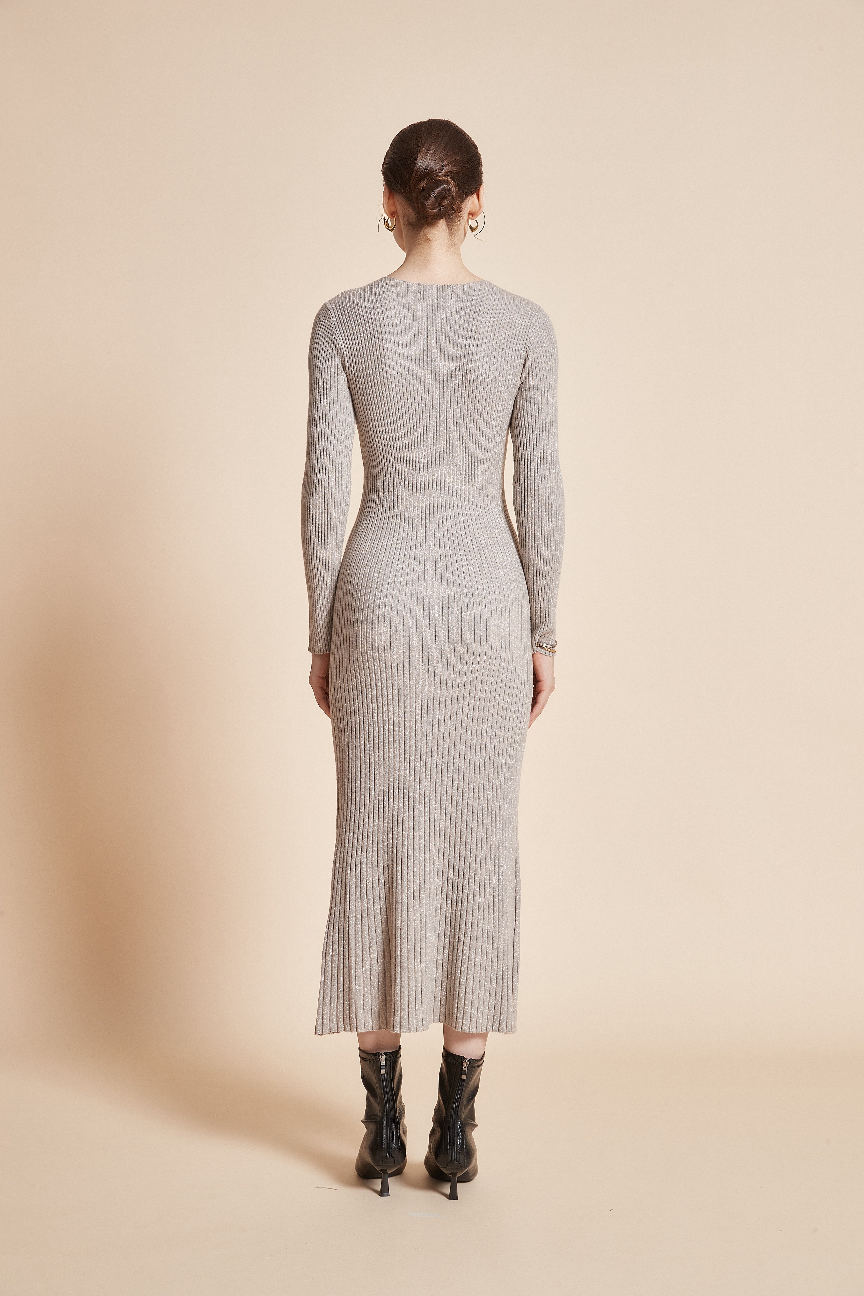 Yola Long Sleeve Plain Dress