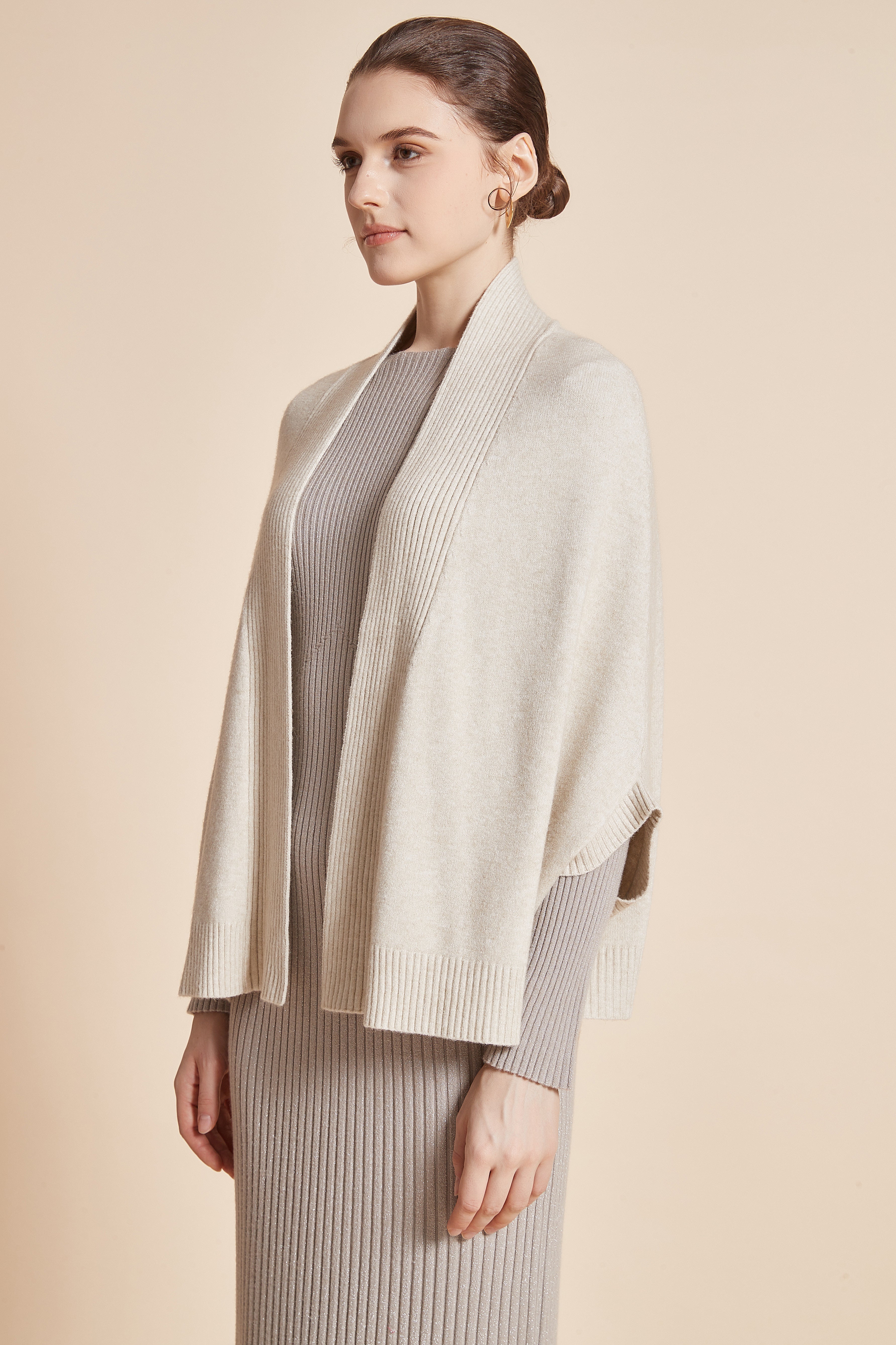 Yola Plain Open-Front Jacket with 3/4 Sleeves