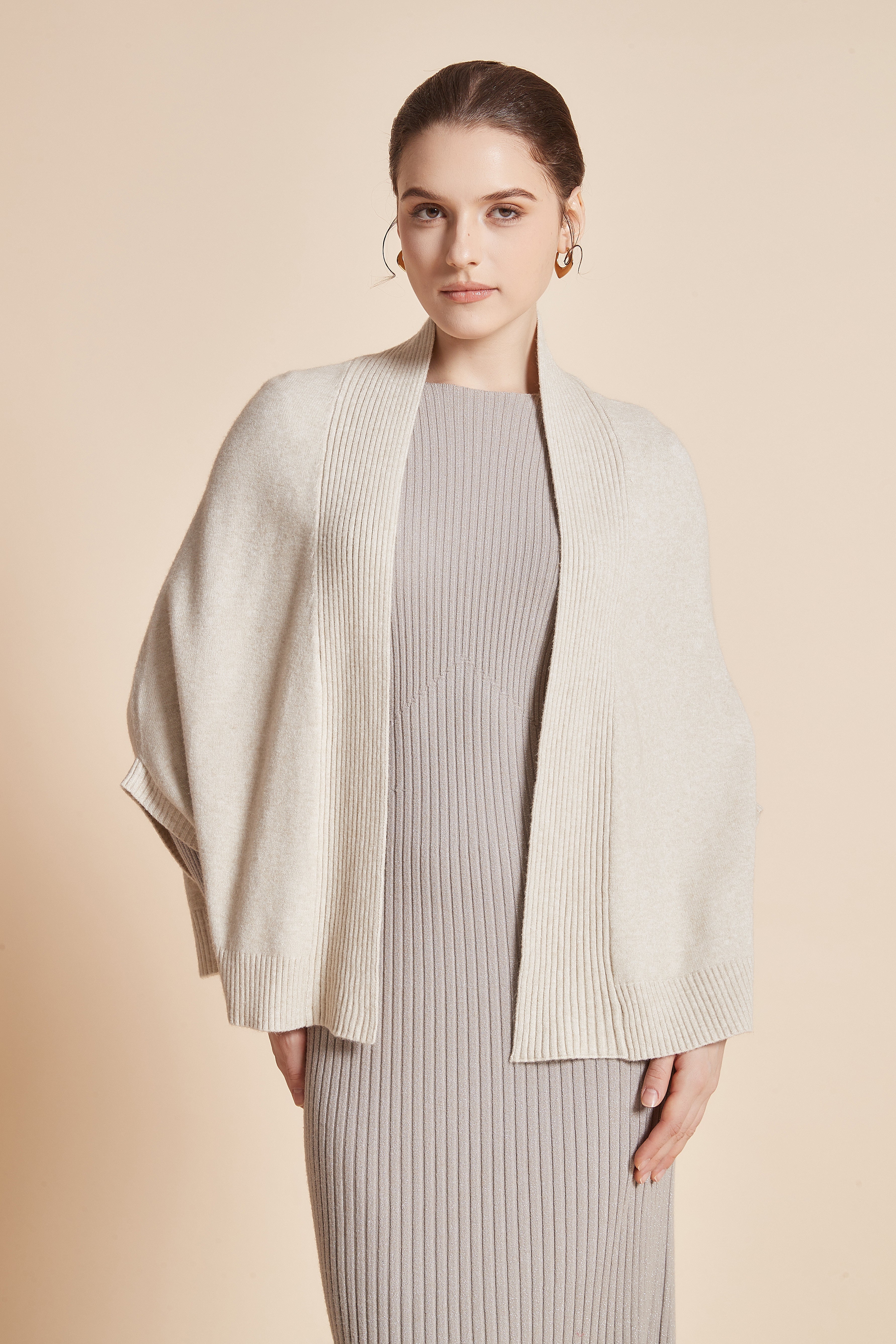 Yola Plain Open-Front Jacket with 3/4 Sleeves