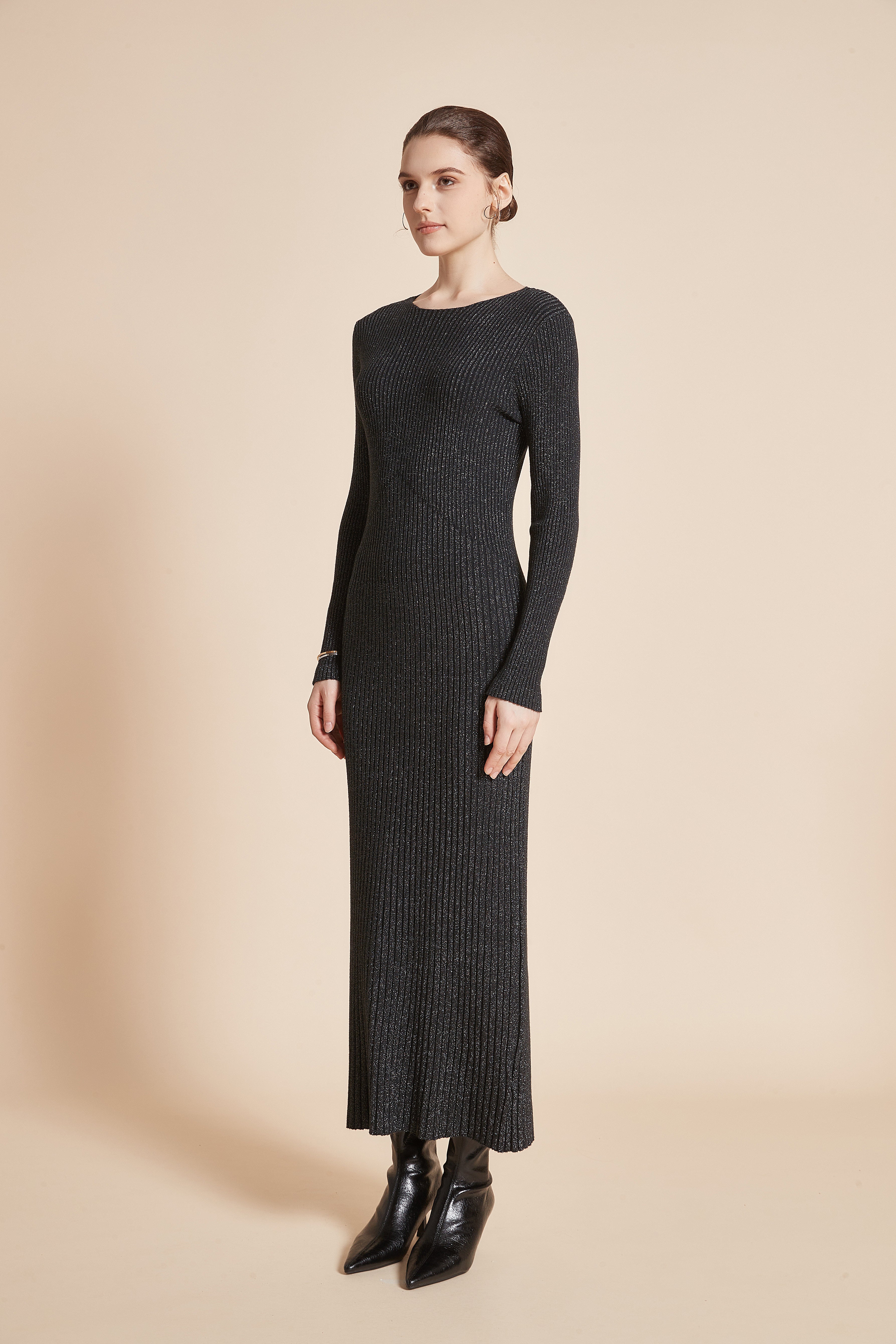 Yola Long Sleeve Plain Dress