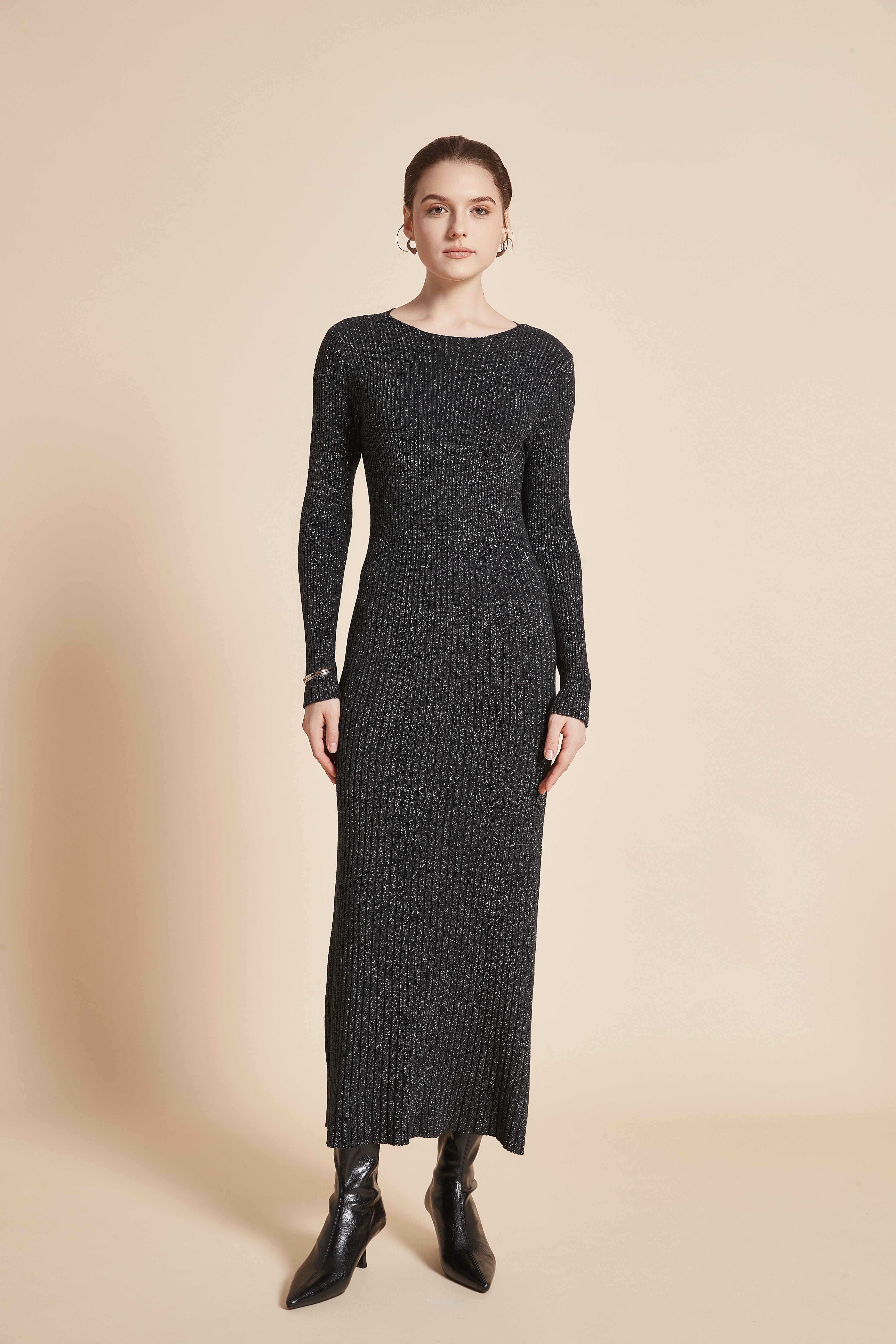 Yola Long Sleeve Plain Dress