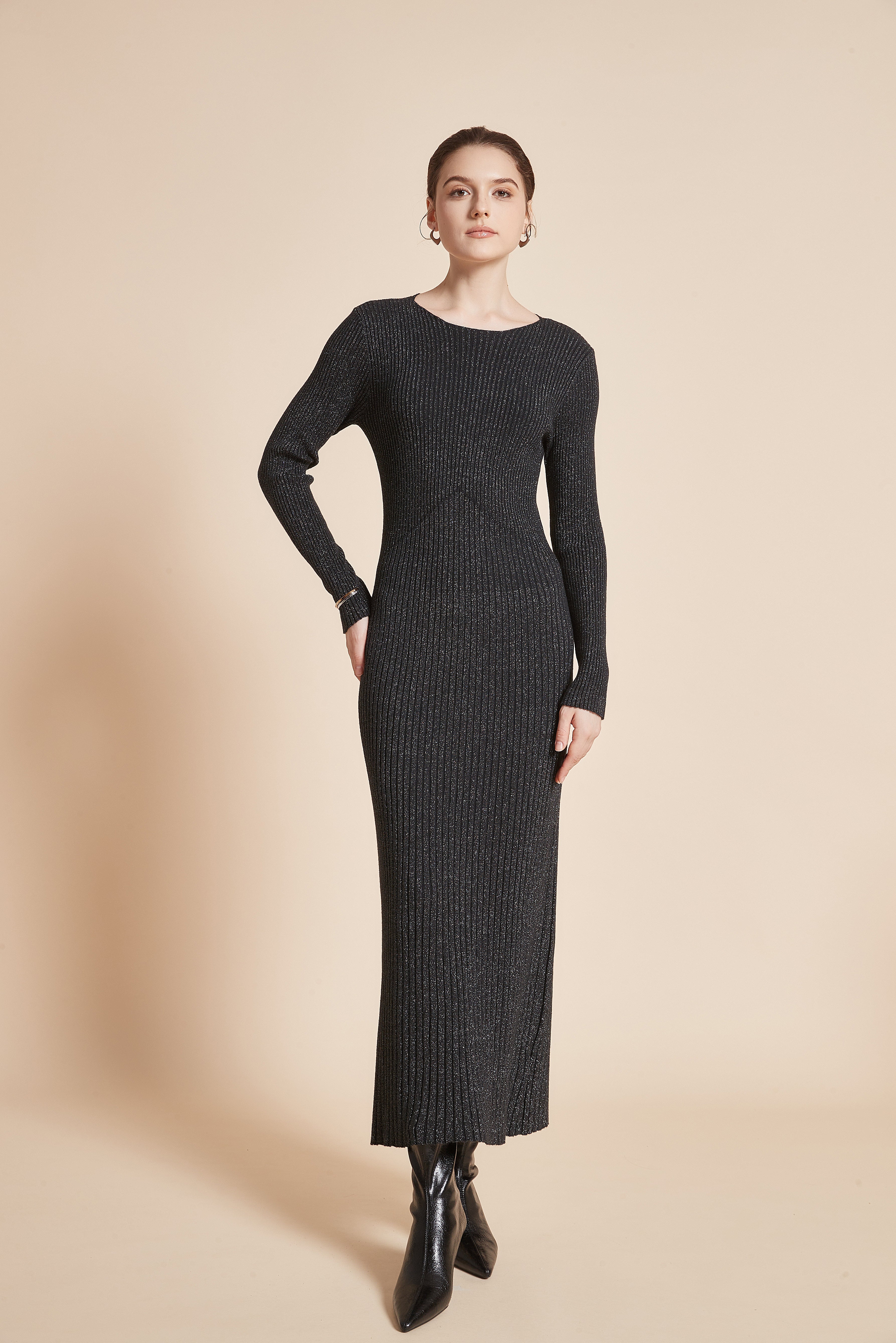 Yola Long Sleeve Plain Dress