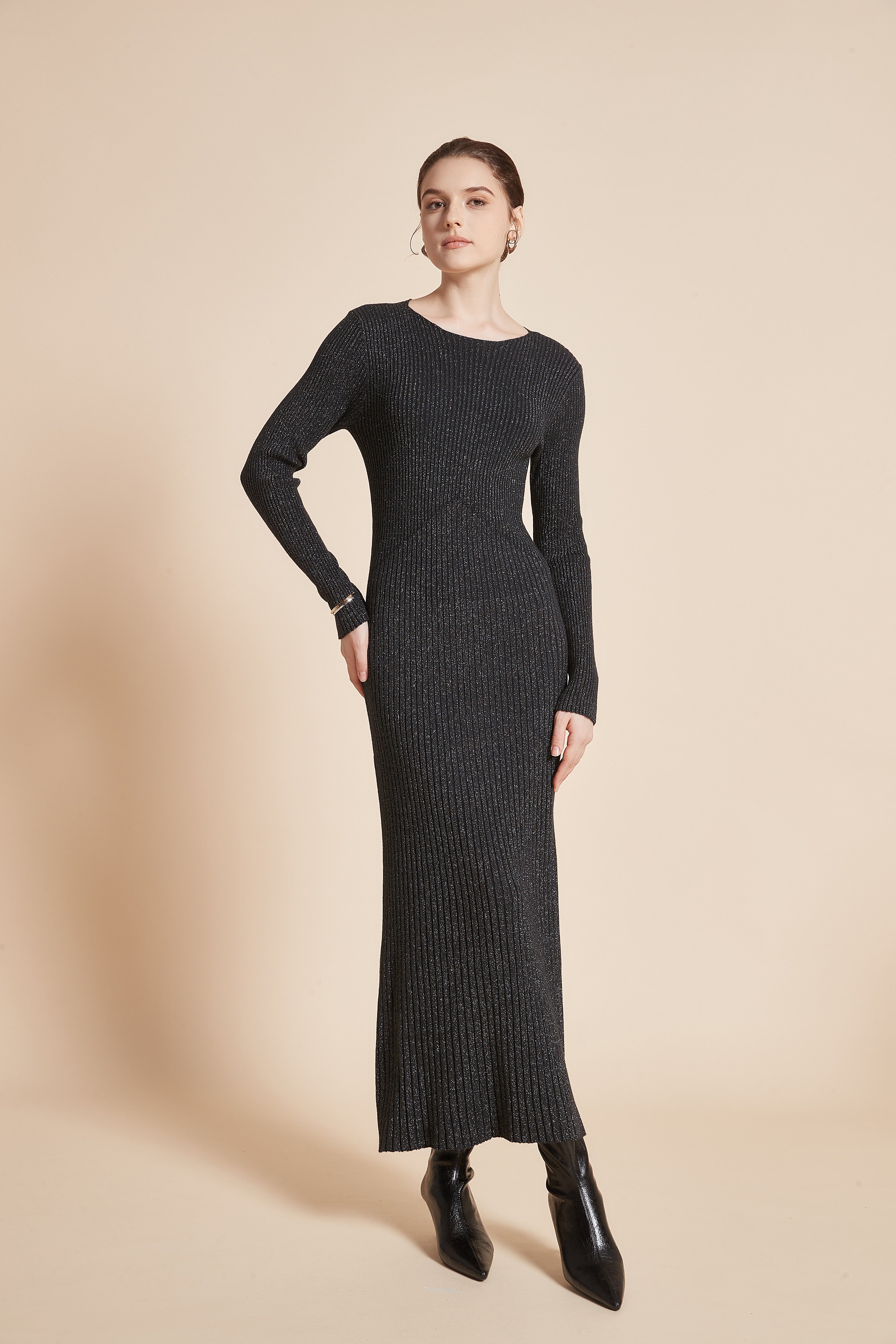 Yola Long Sleeve Plain Dress