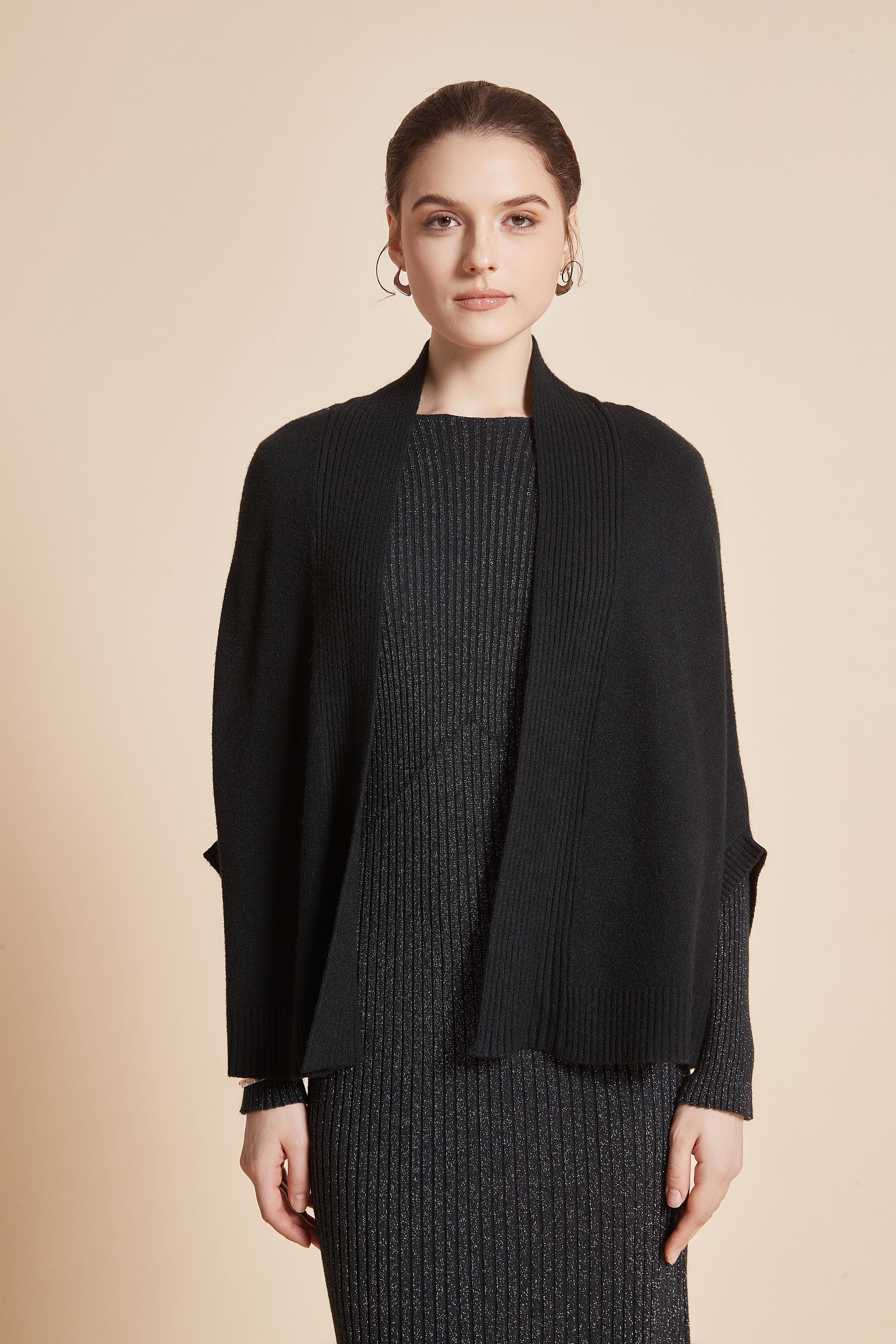 Yola Plain Jacket, 3/4 Sleeve, Open Front