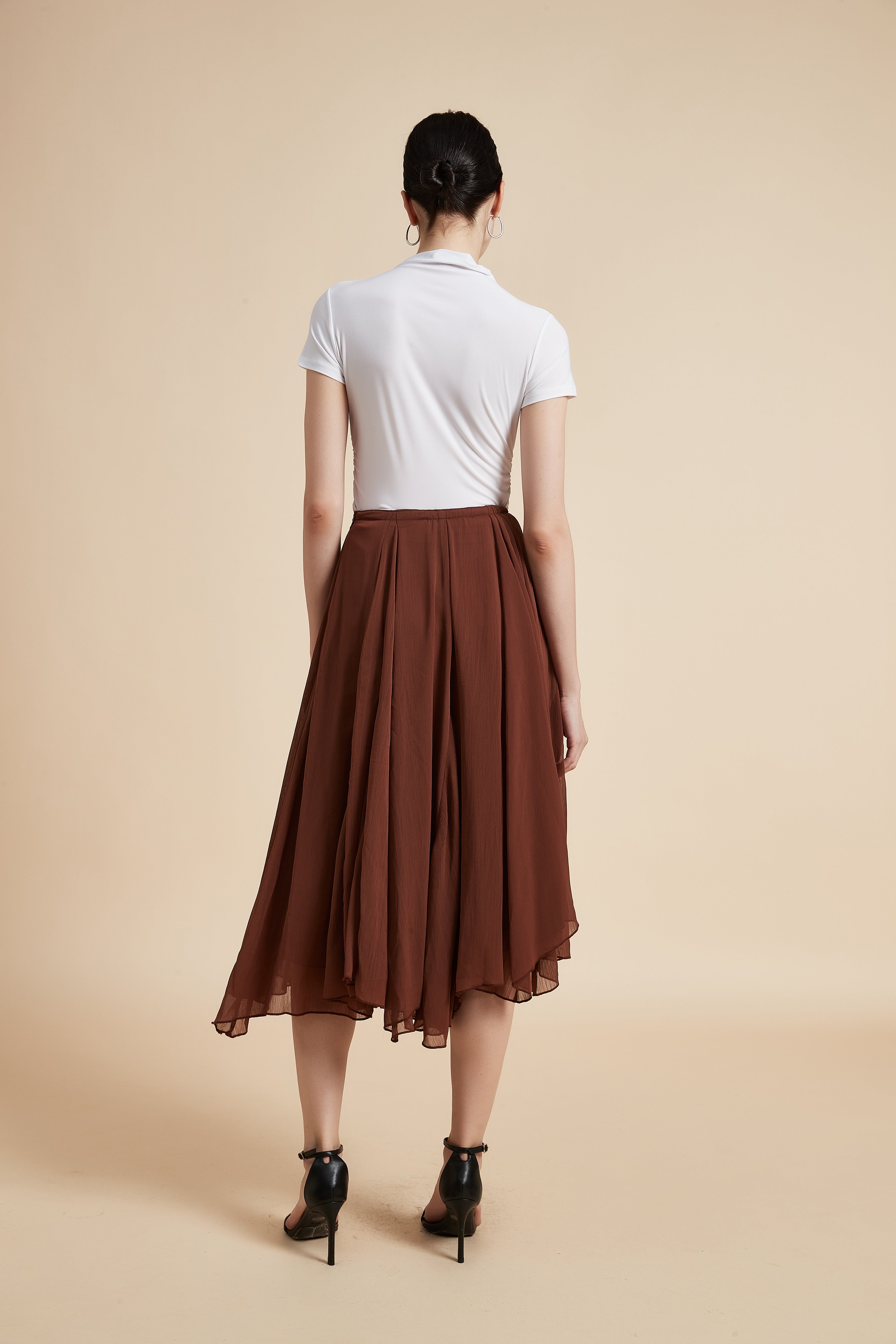 High Neck Short Sleeve Blouse