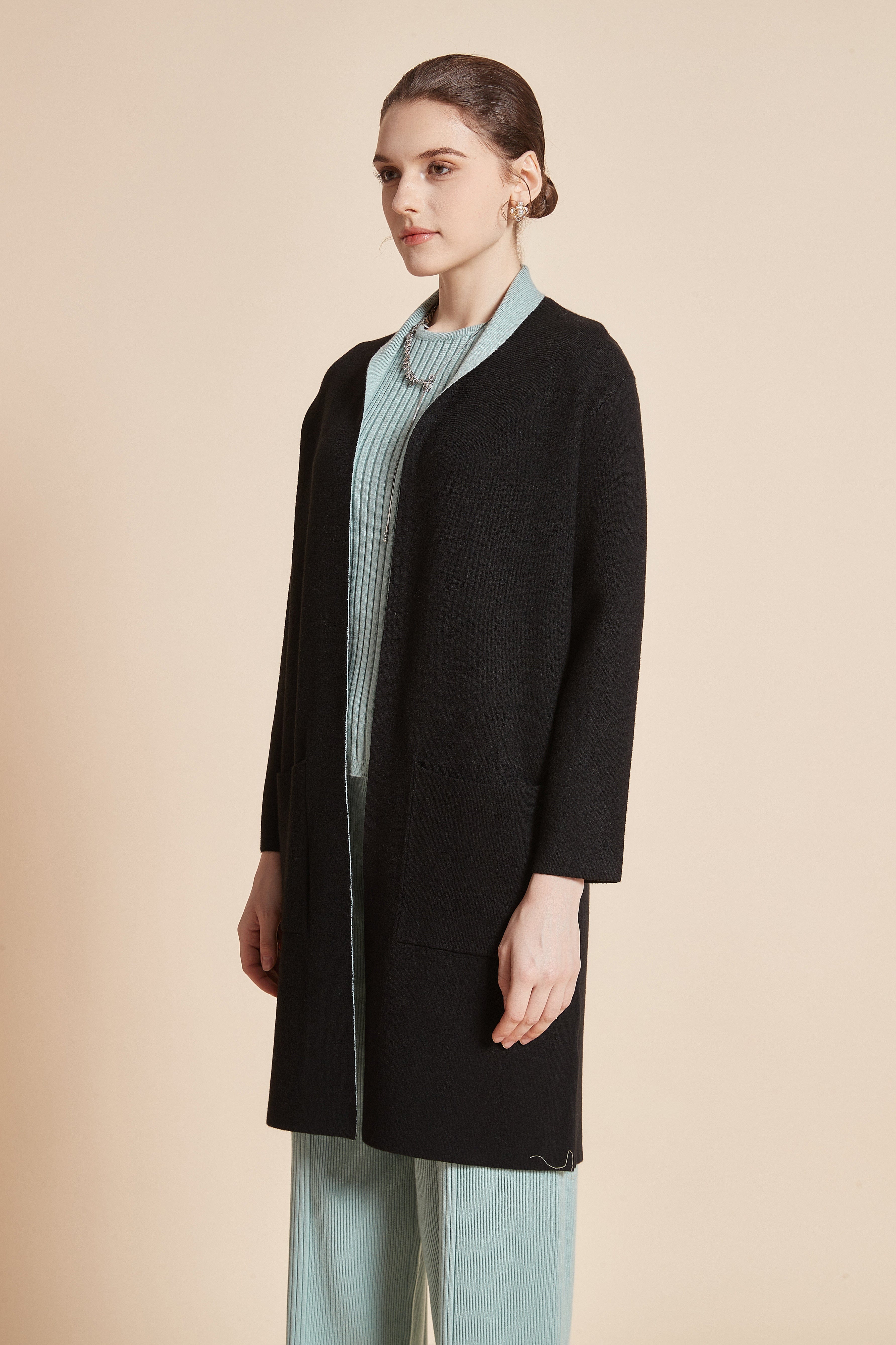 Long Jacket with Pockets and Long Sleeves