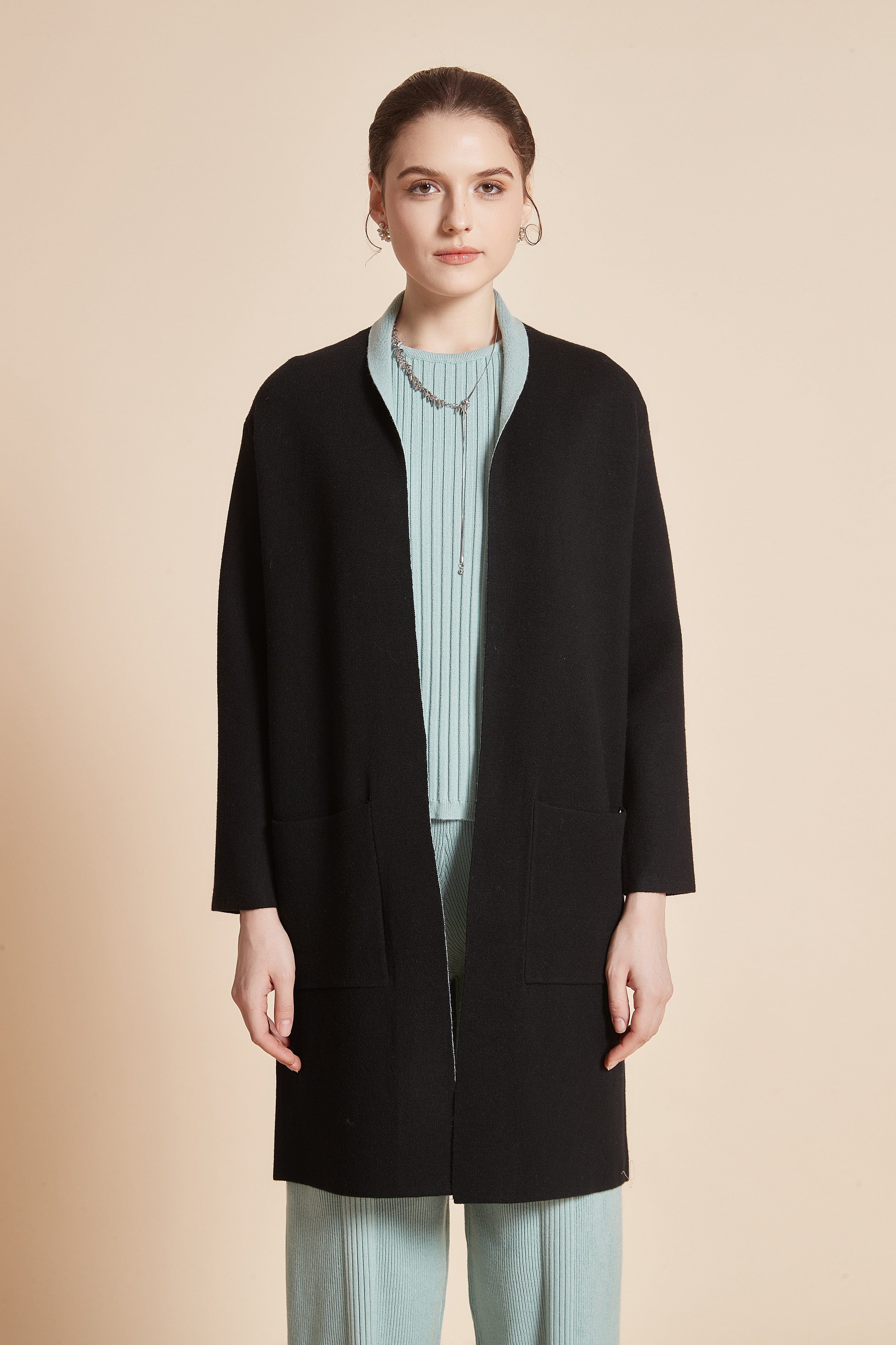 Long Jacket with Pockets and Long Sleeves