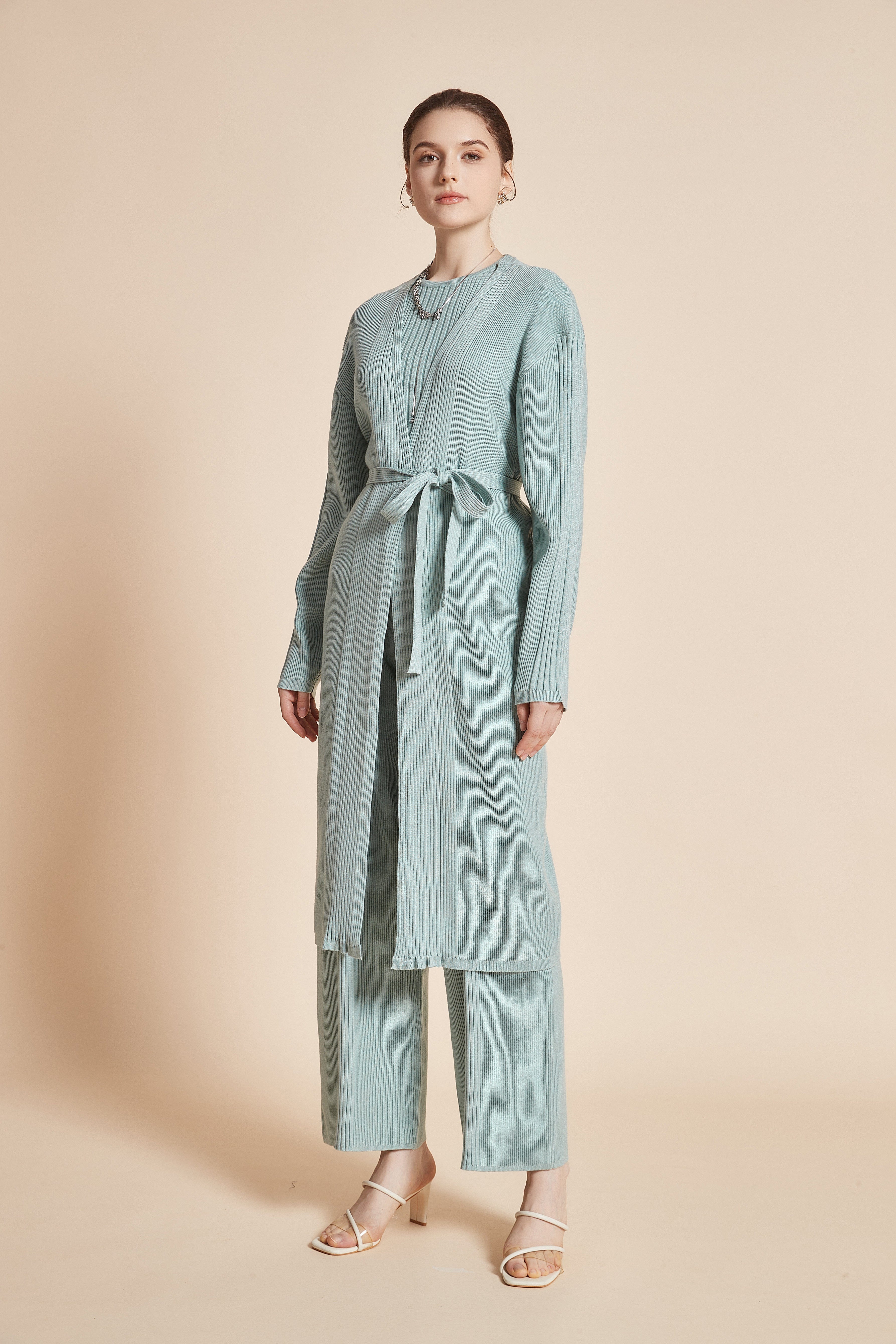 Stylish Long Open Jacket with Waist Belt -Perfect Long Open Front