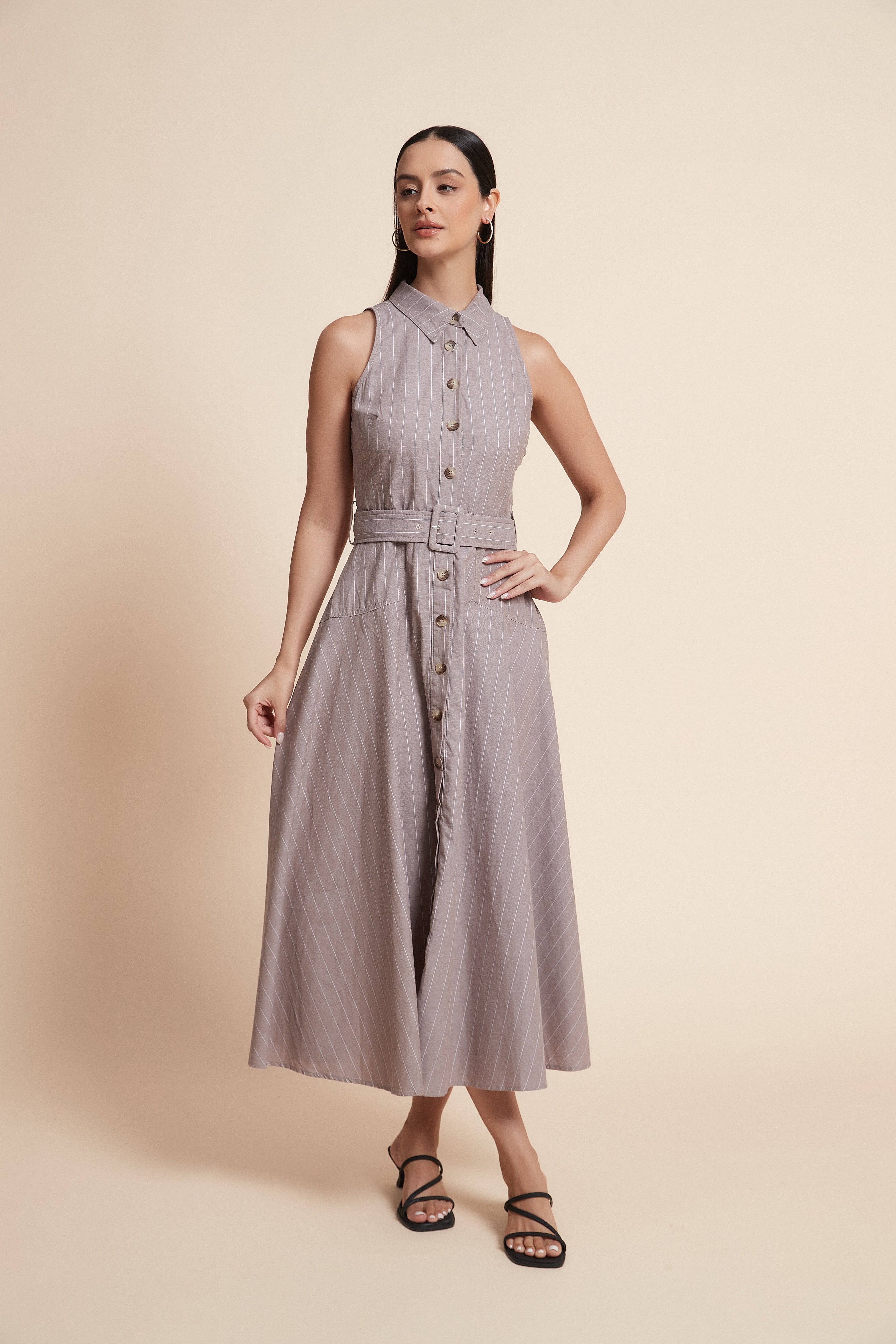 Sleeveless Wide-Leg Midi Dress