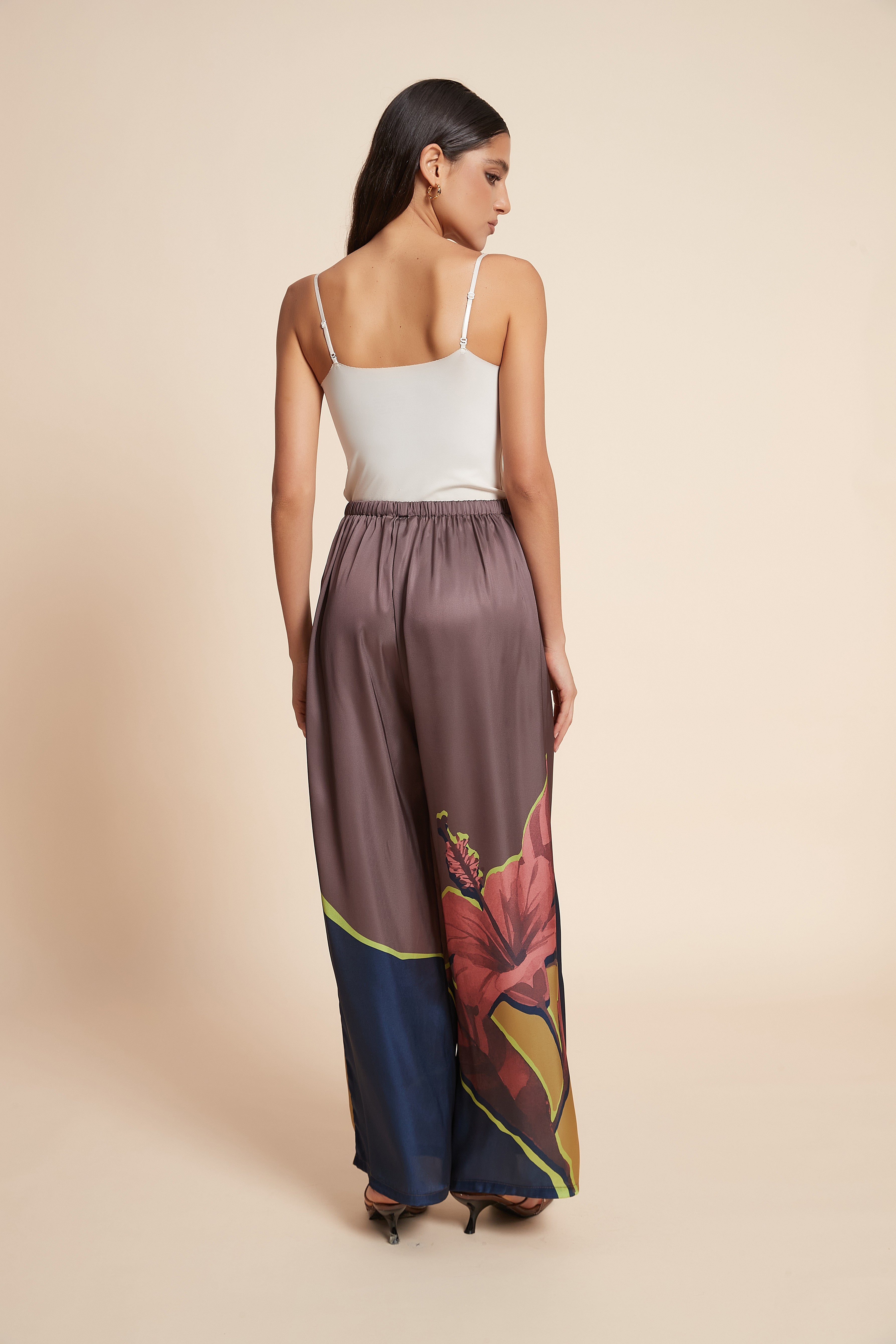 Wide-Leg Patterned Trousers