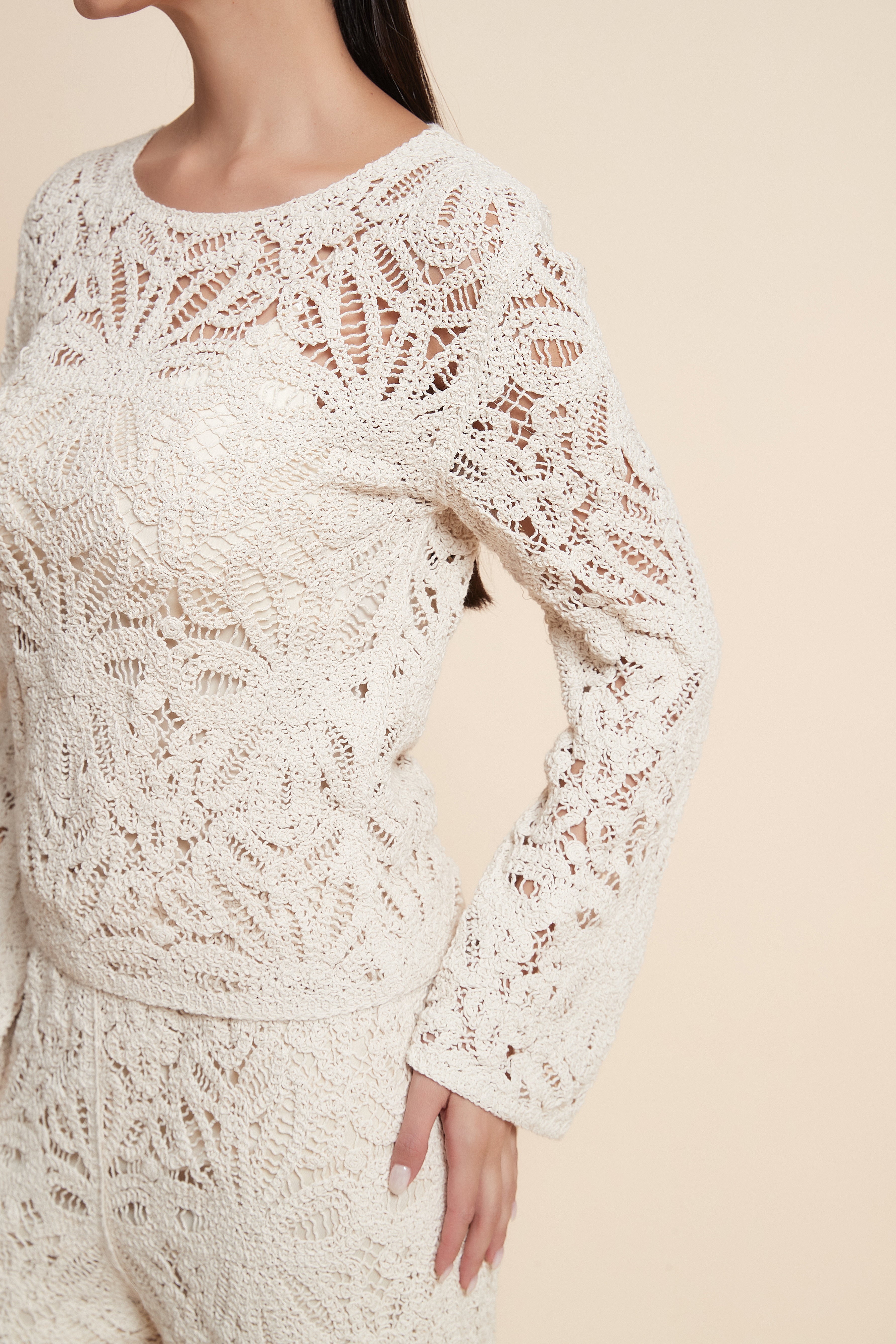 Embroidered Long-Sleeve Top