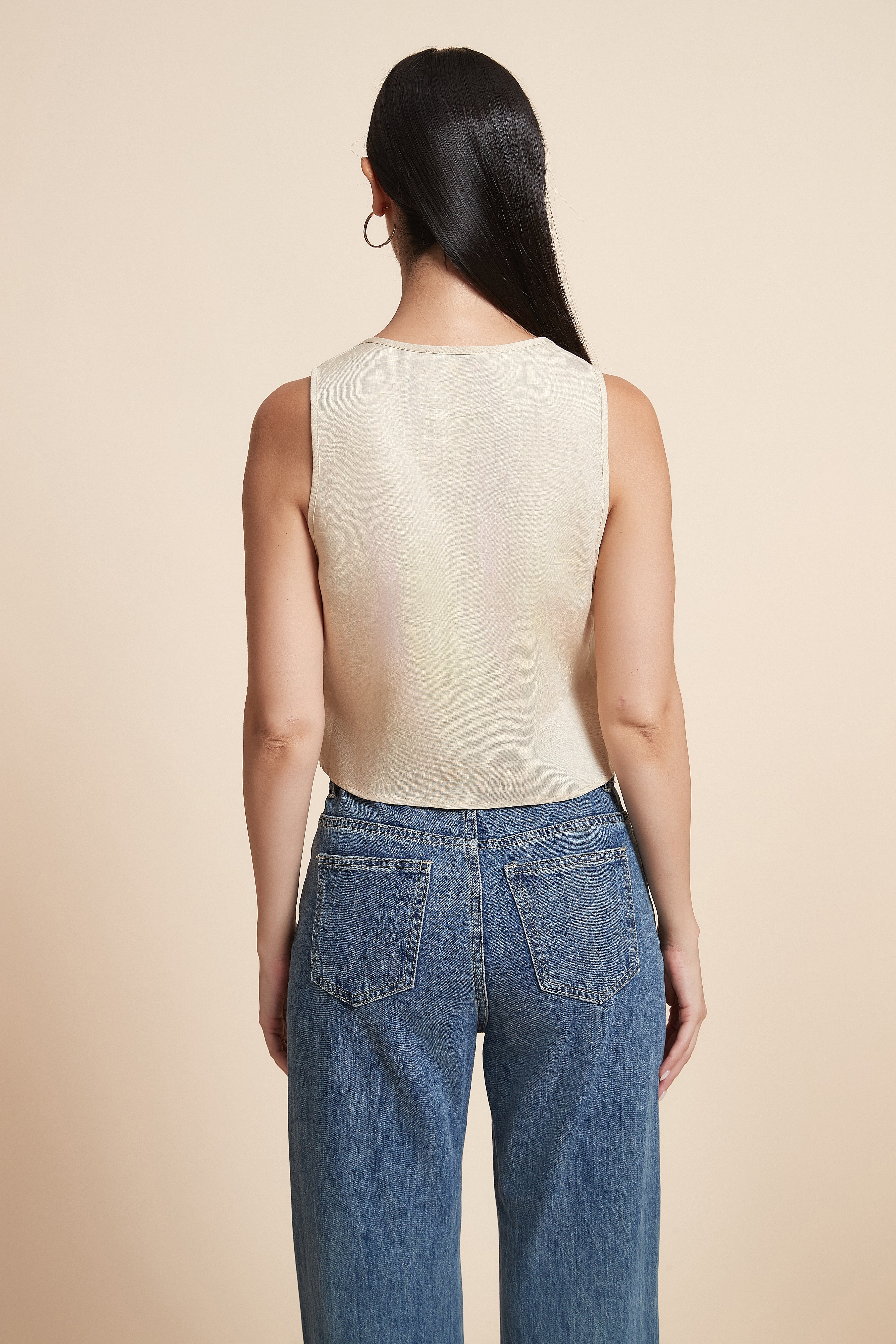 Sleeveless Drawstring Vest