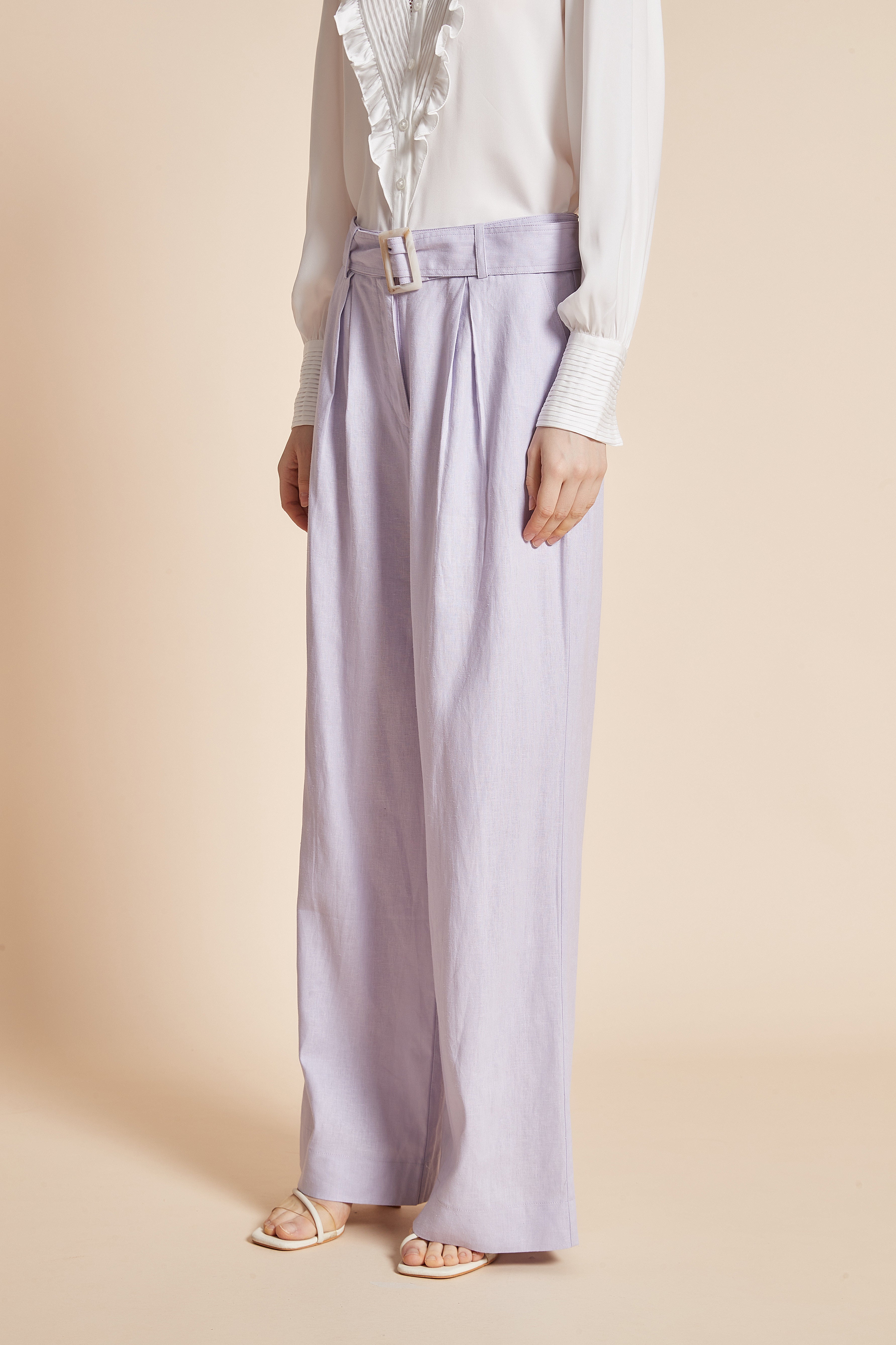 Yola Long Wide Pants with Waist Belt