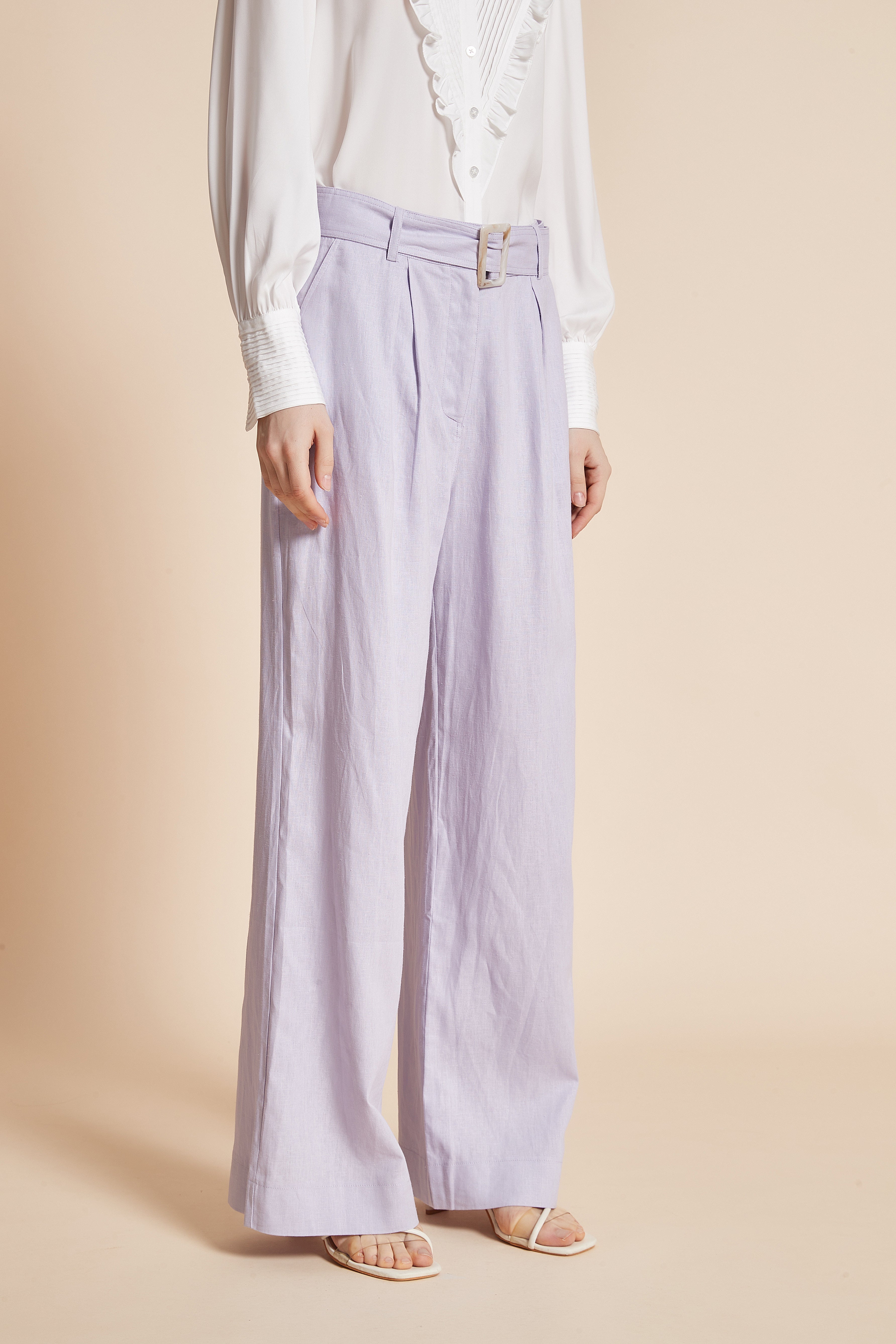 Yola Long Wide Pants with Waist Belt