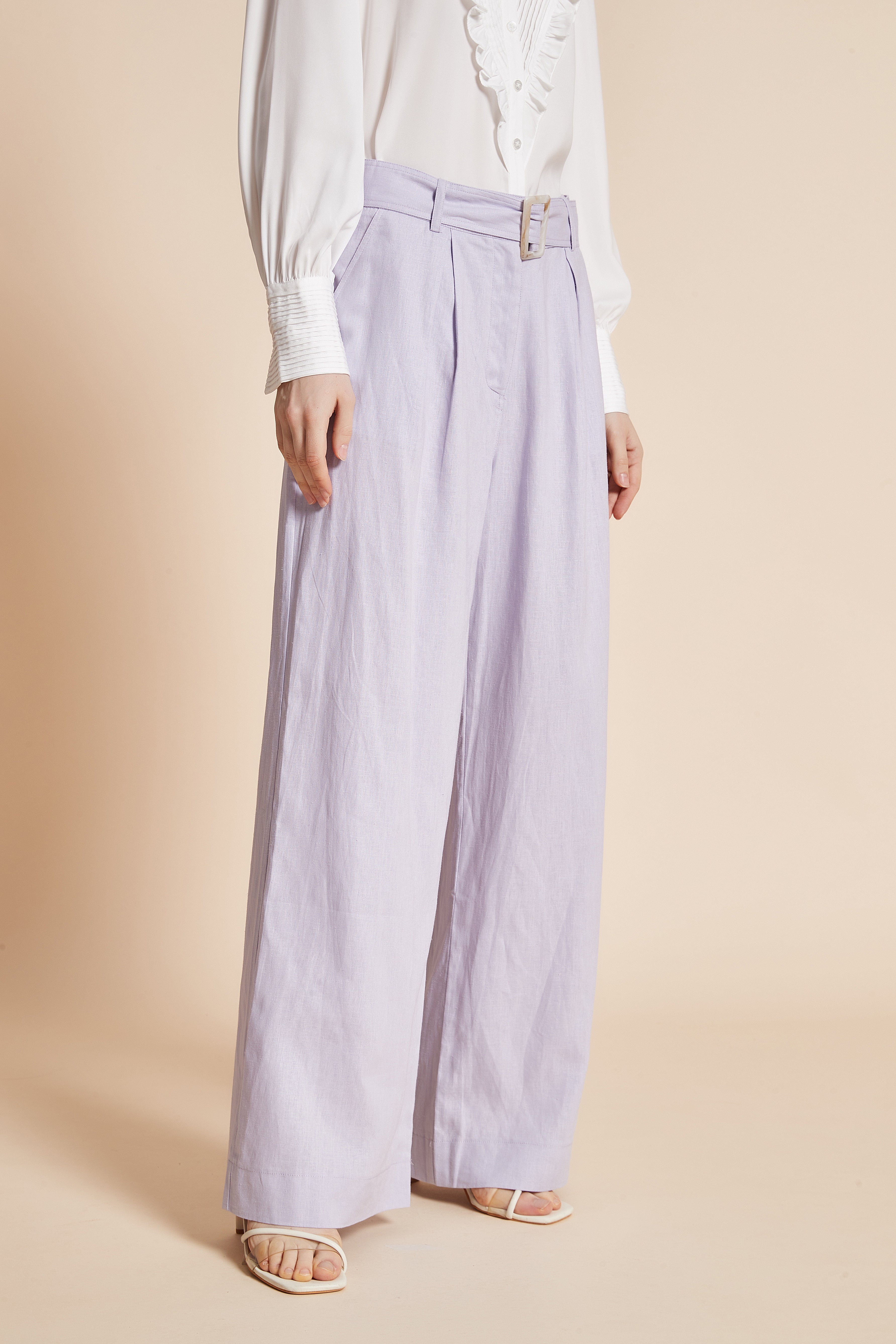 Yola Long Wide Pants with Waist Belt