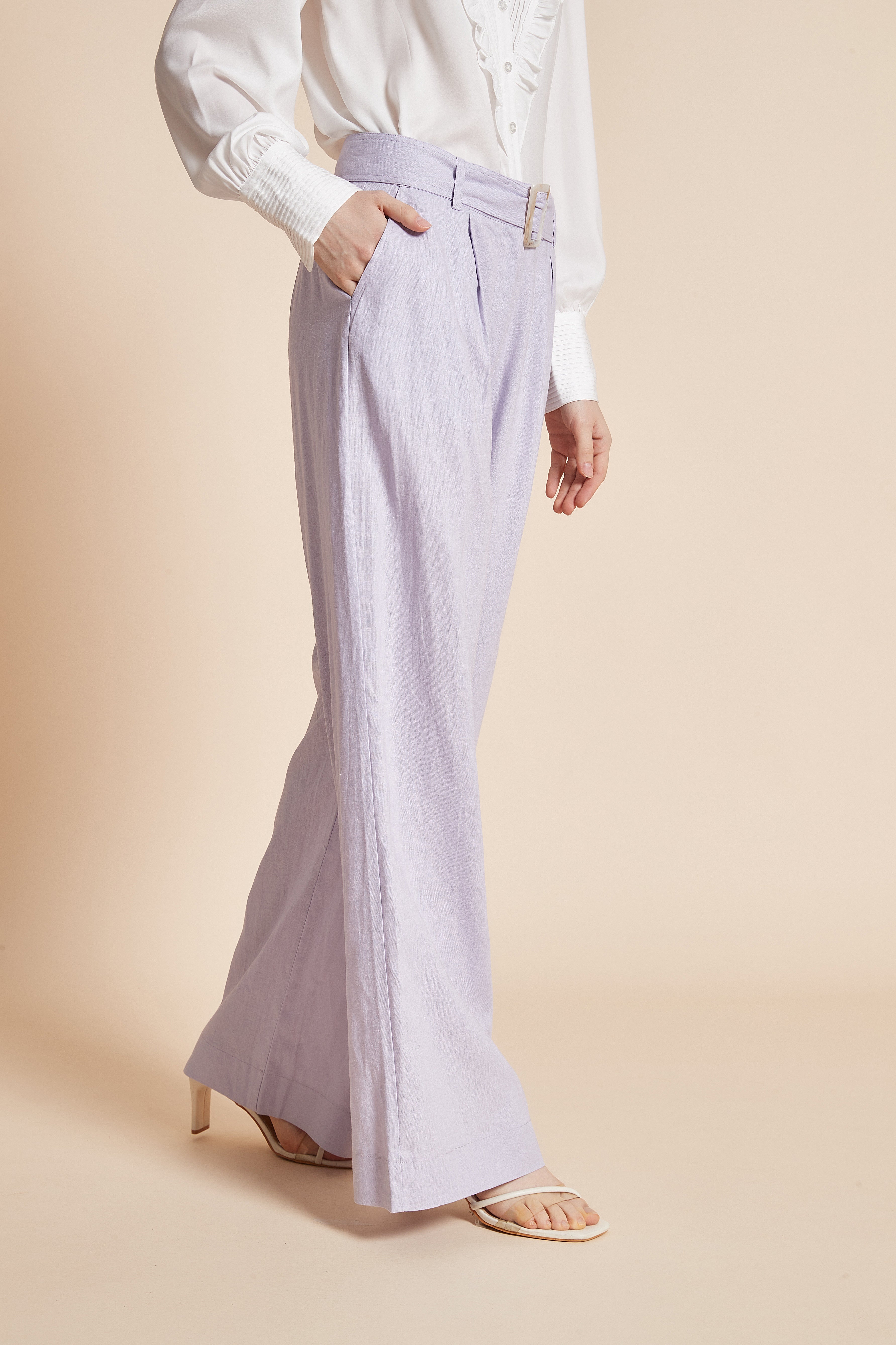 Yola Long Wide Pants with Waist Belt