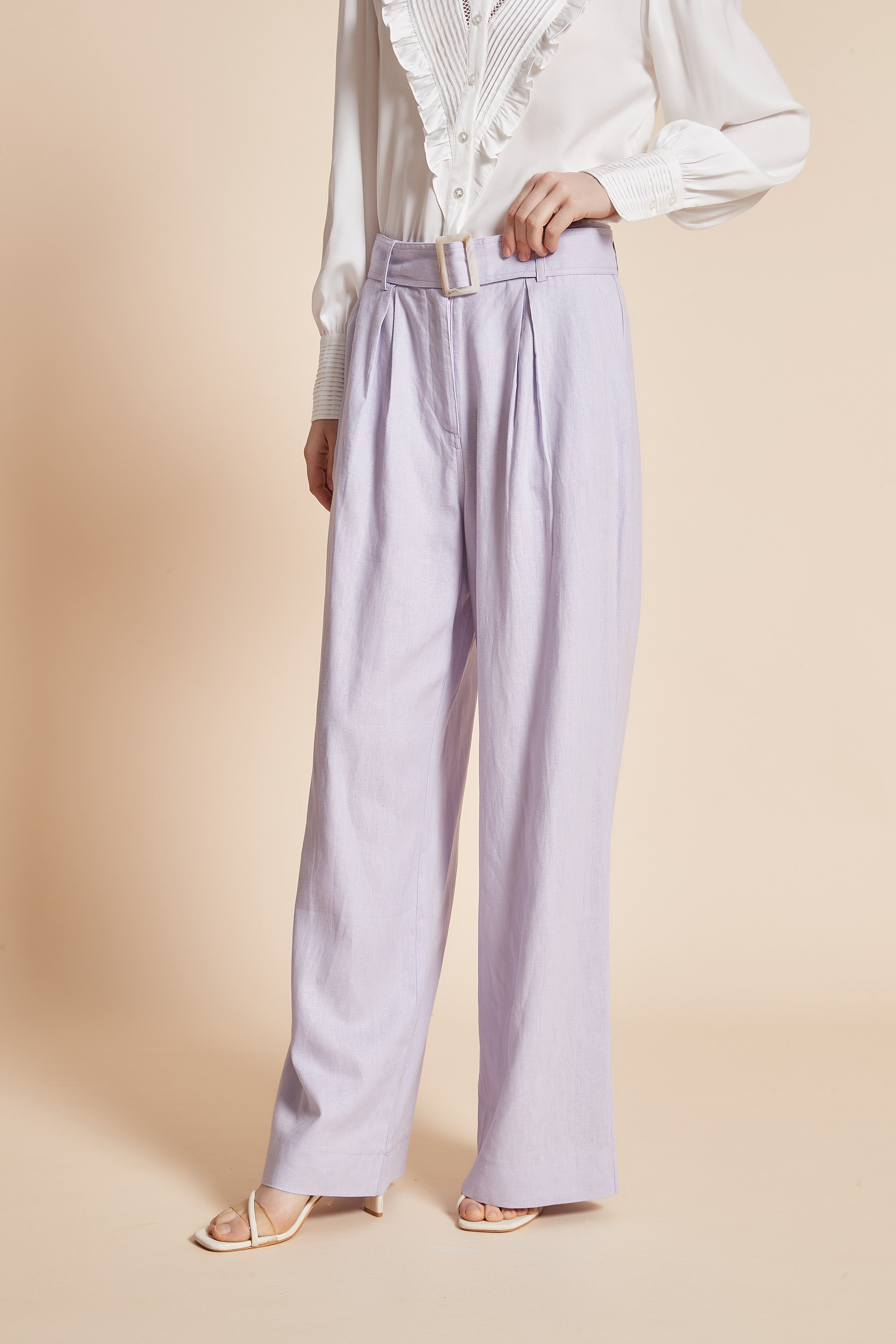 Yola Long Wide Pants with Waist Belt