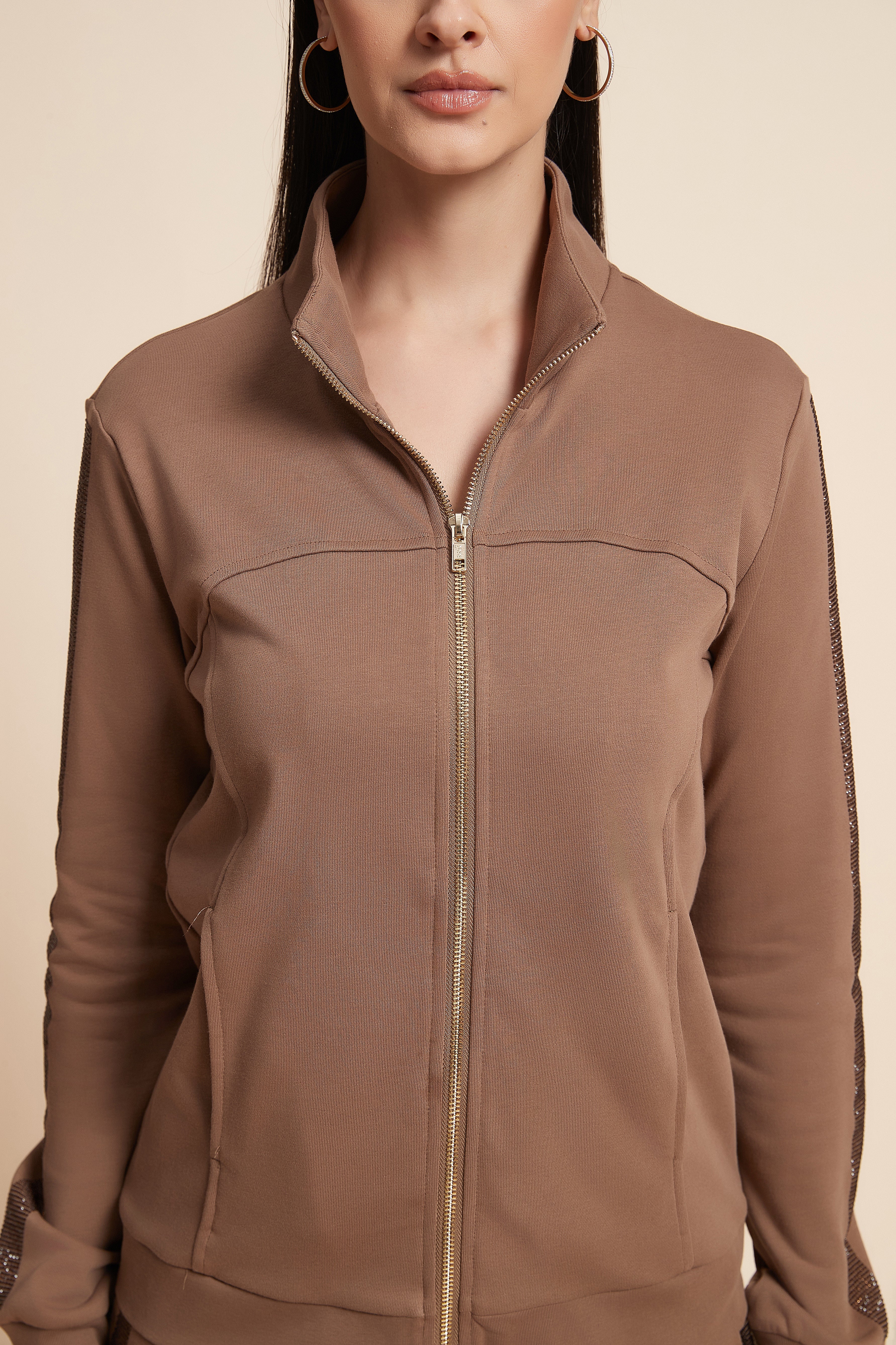 Long-Sleeved Zip-Up Sweatshirt