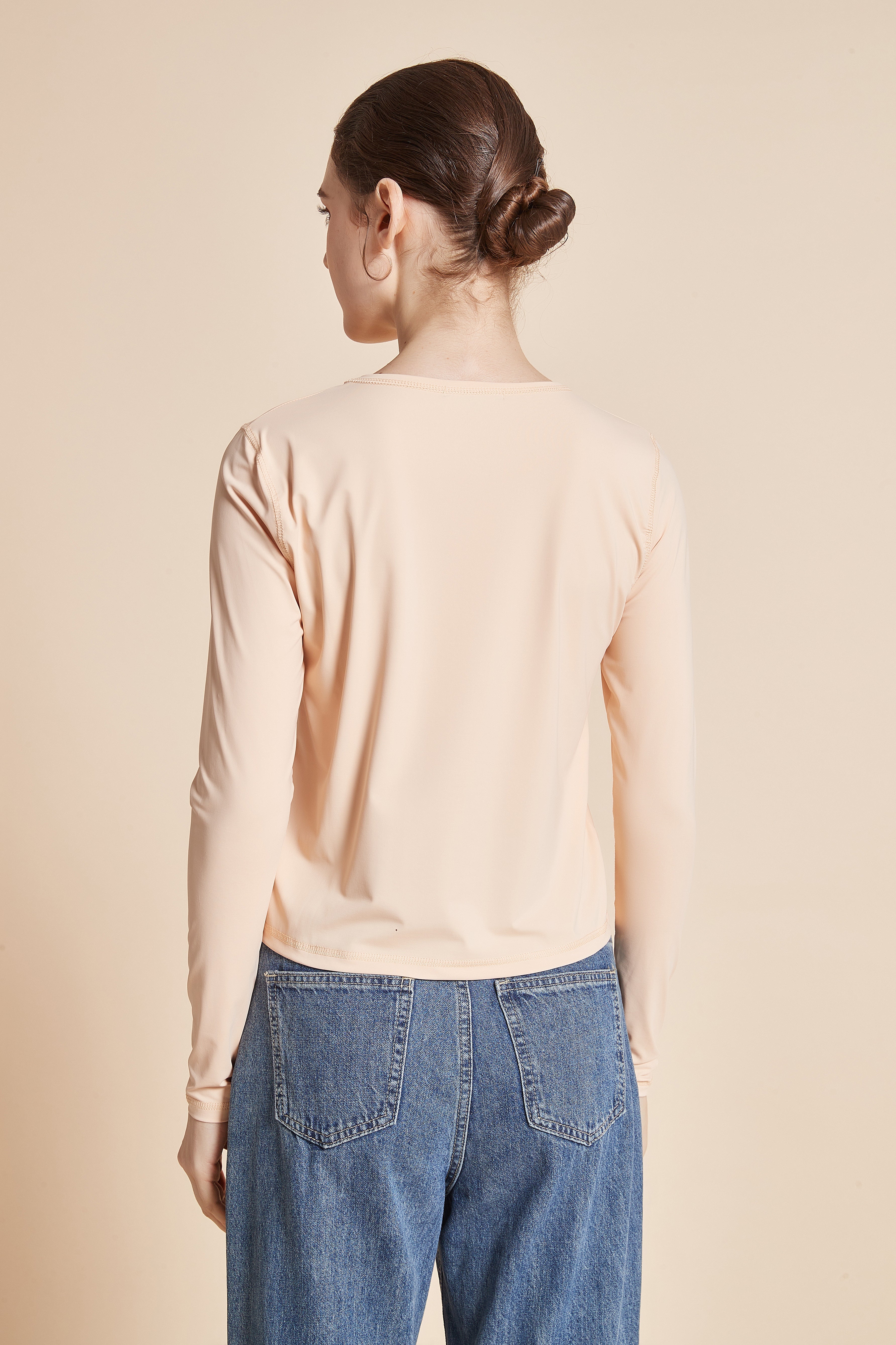 Yola Plain Long-Sleeve T-shirt with Round Neck