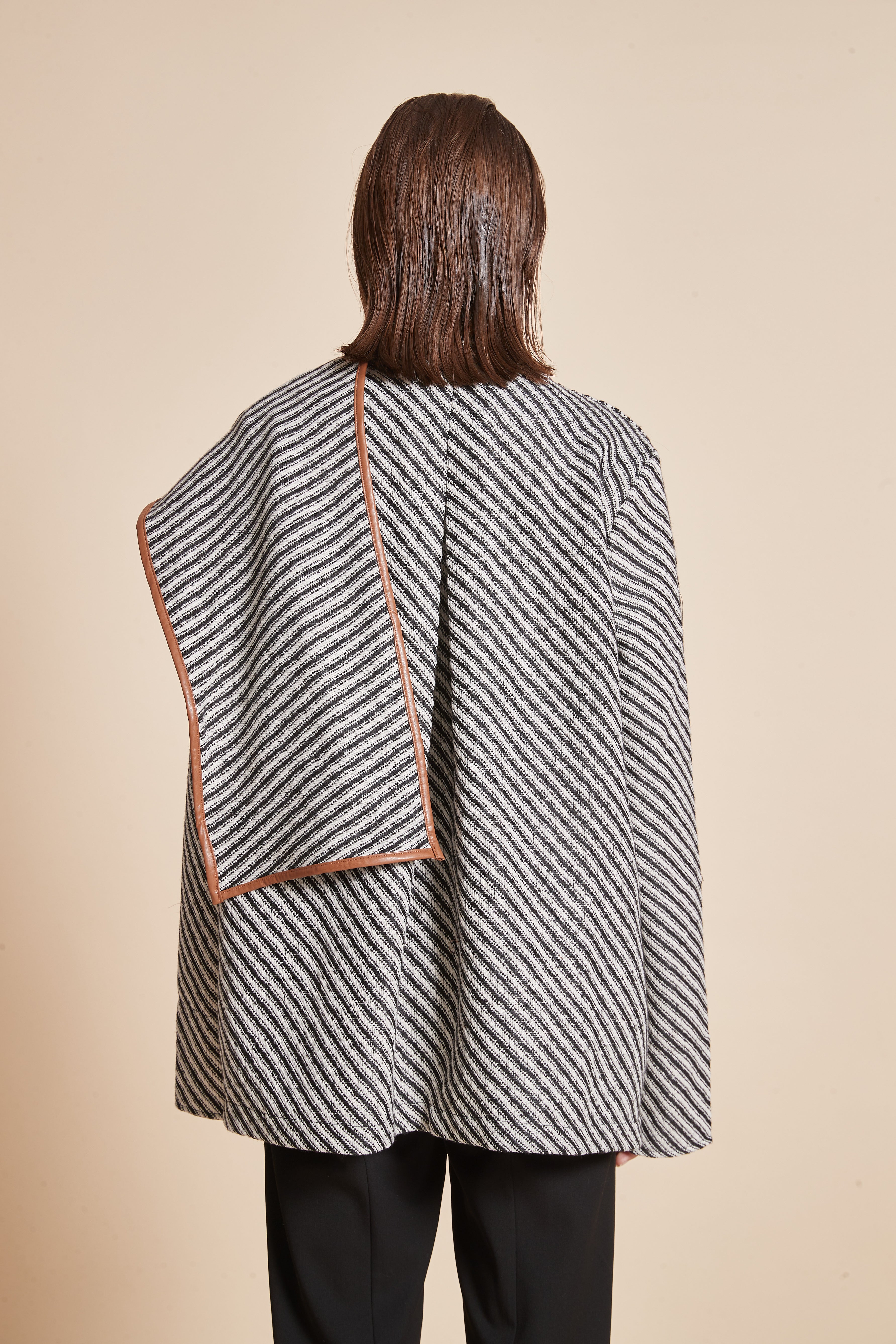 Yola Striped Jacket with Long Sleeves and High Neck