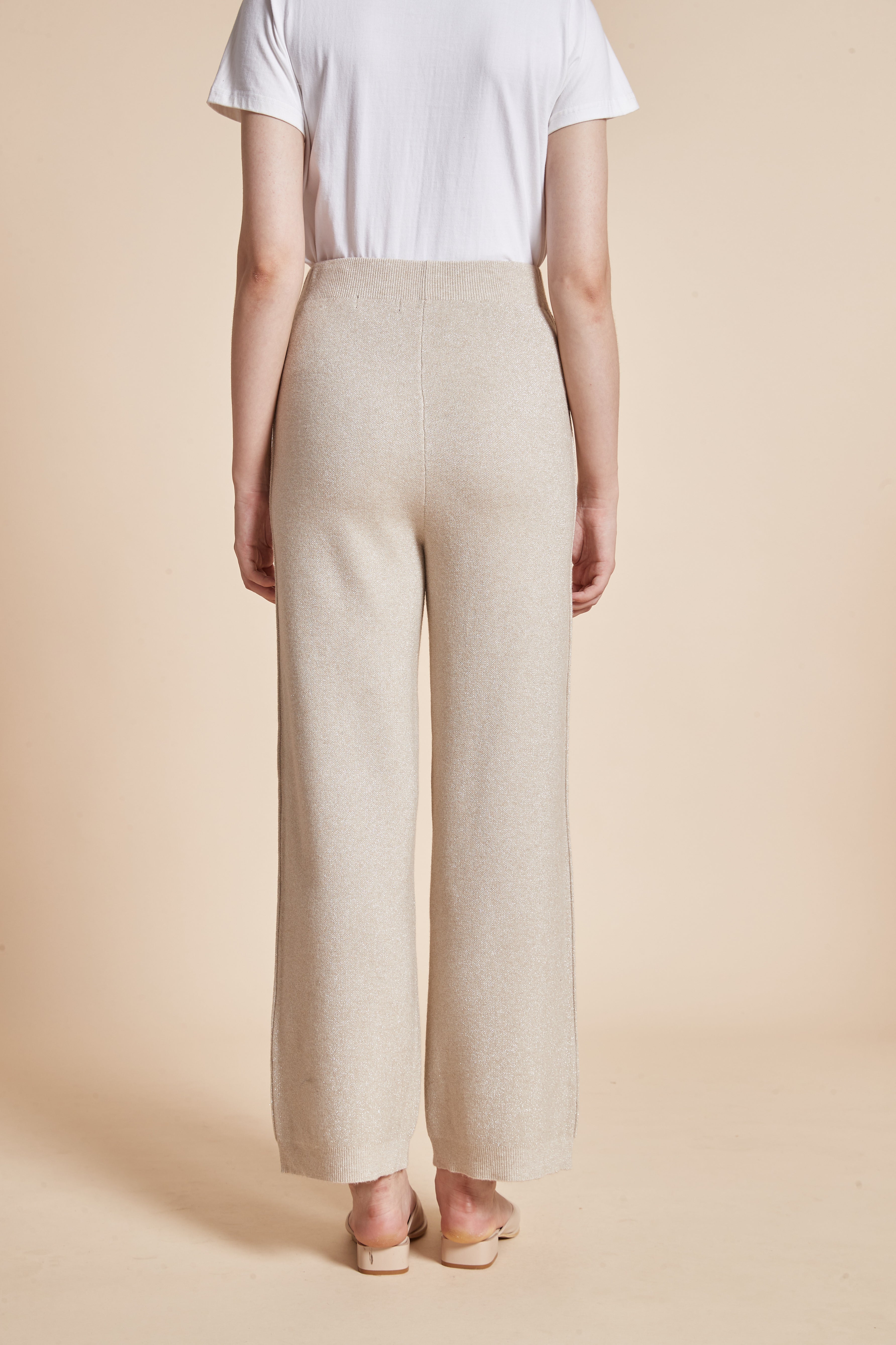 Yola Plain Long Pants with High Waist Tie and Wide Legs