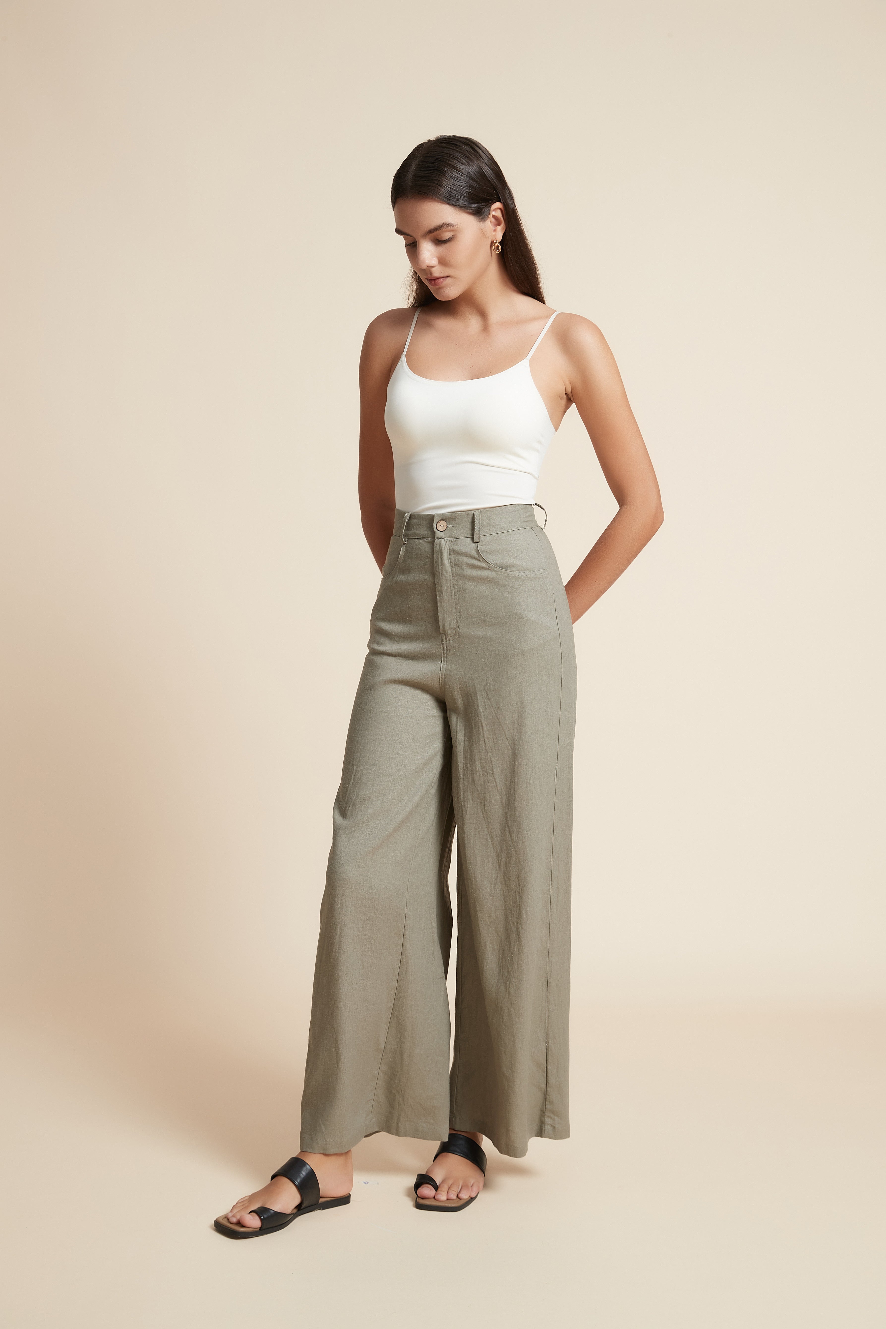 بنطلون سادة بطول عادي