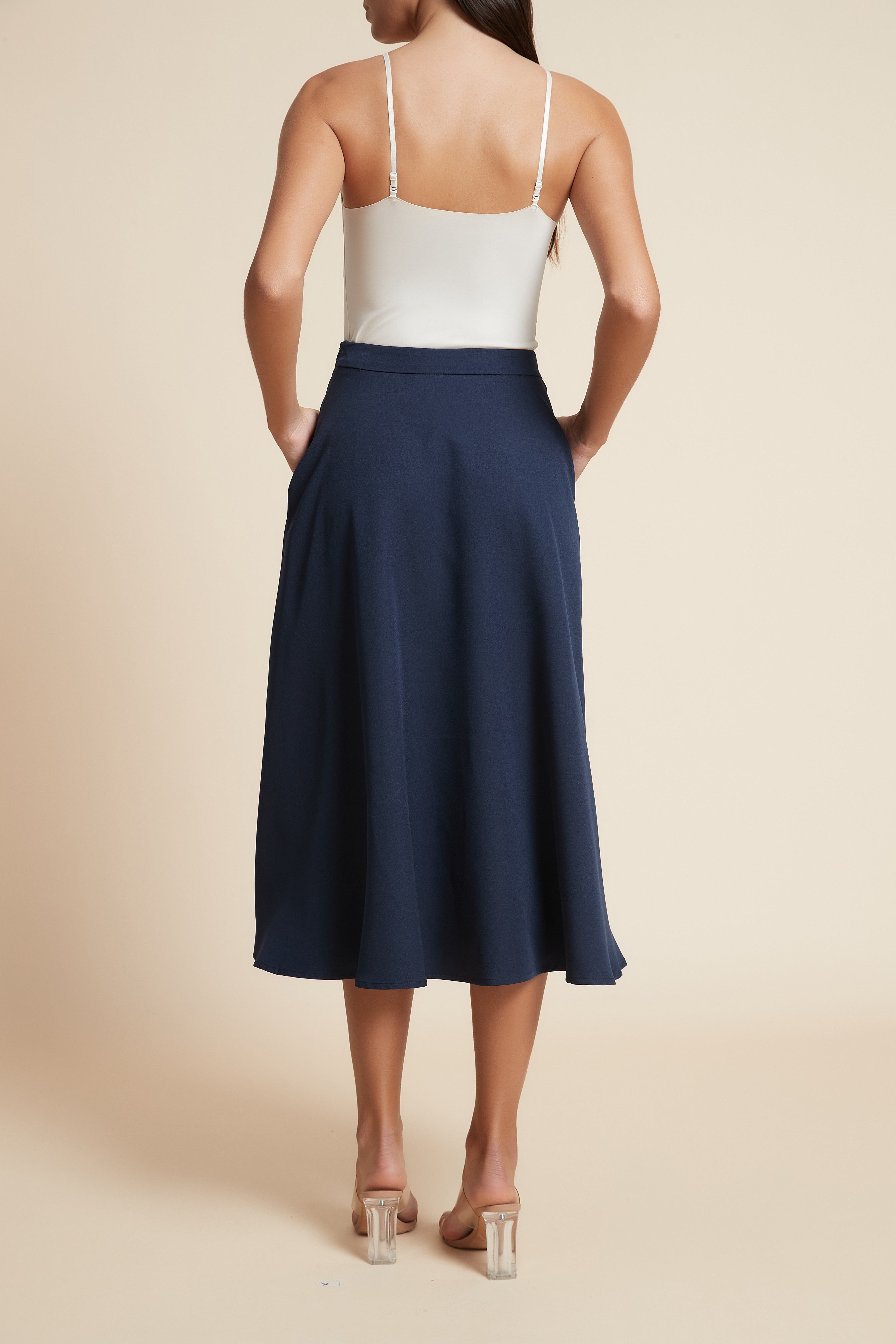 Plain Ruffled Midi Skirt