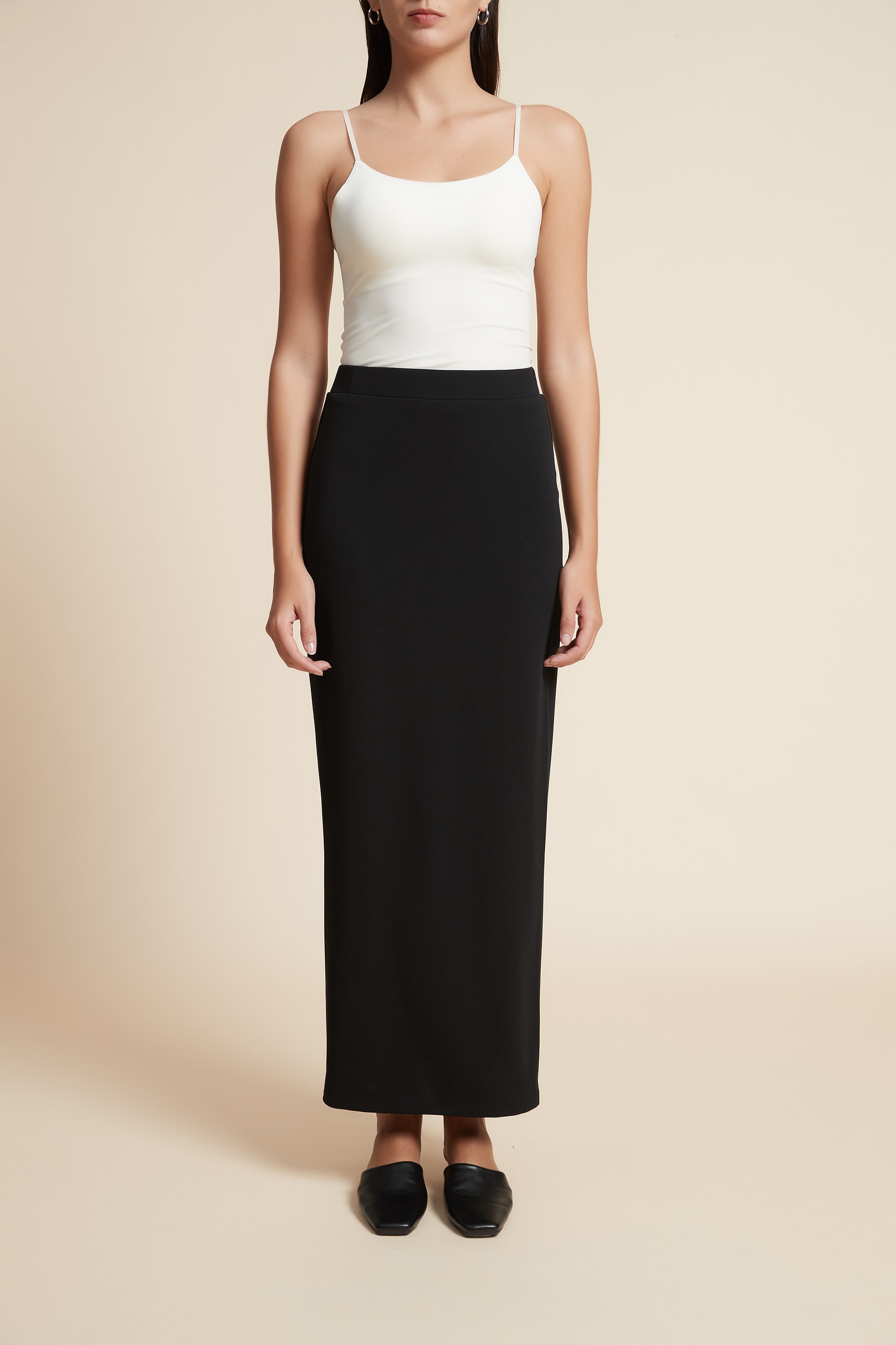 Solid Long Straight Skirt