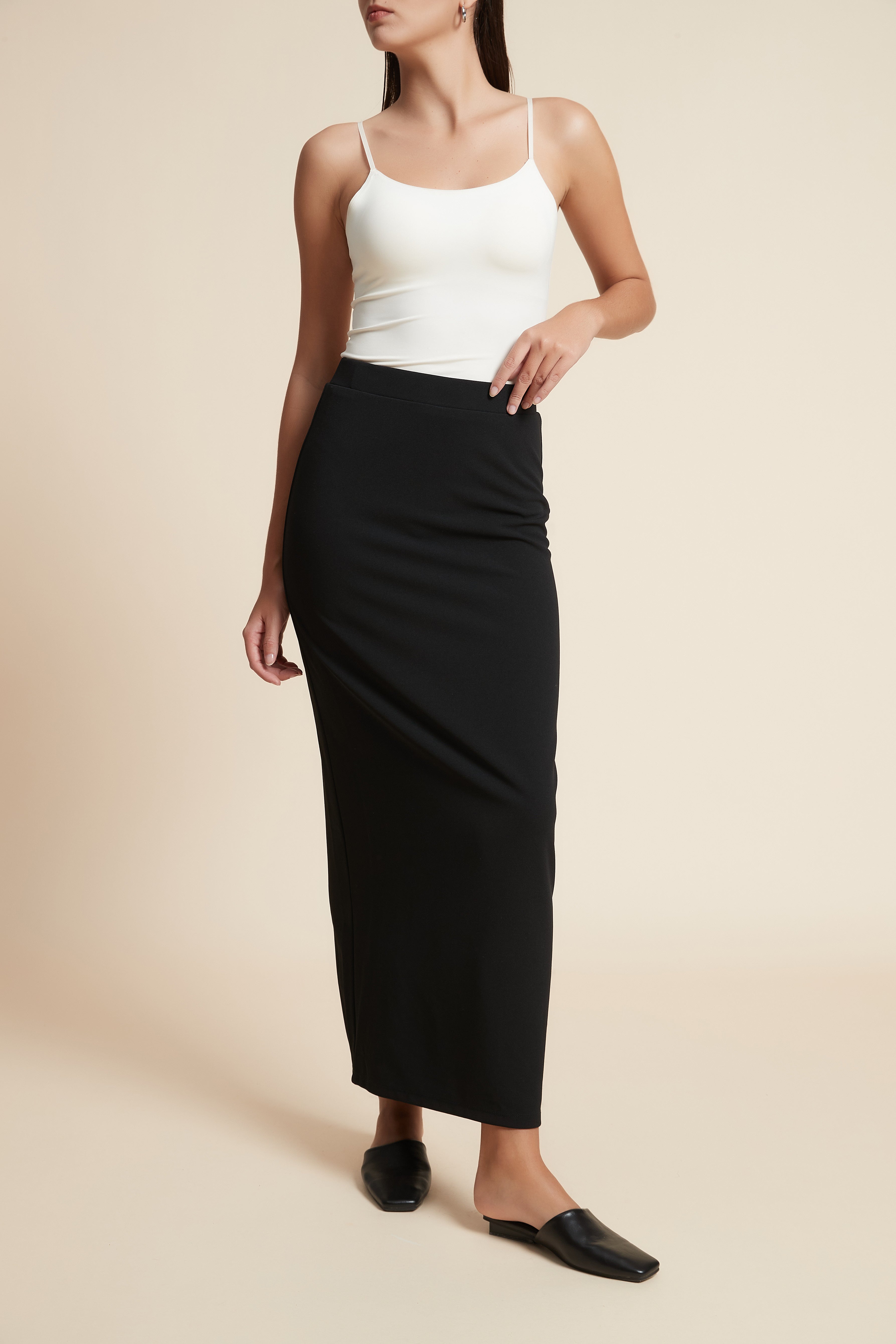 Solid Long Straight Skirt