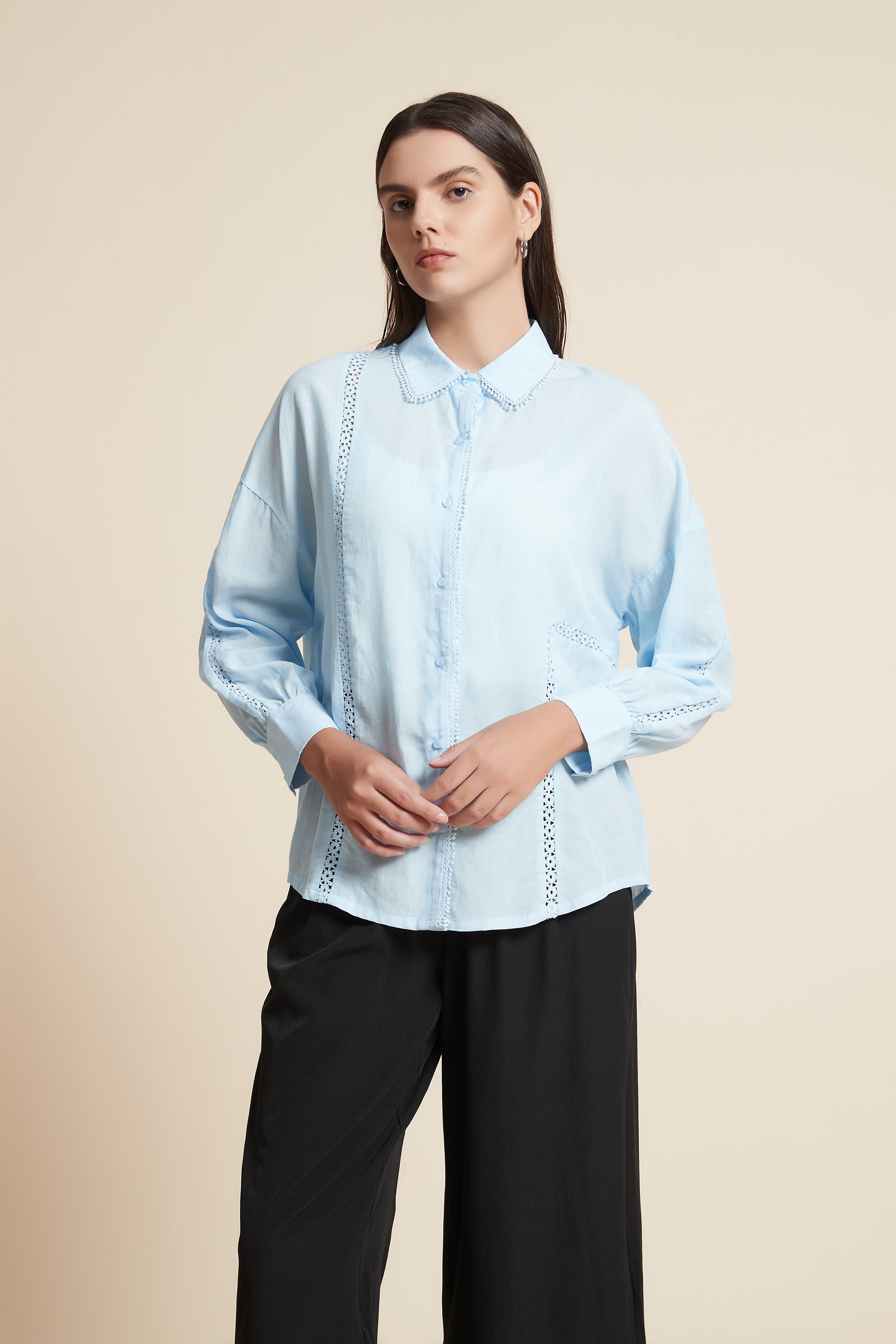 Long Sleeve Cropped Blouse