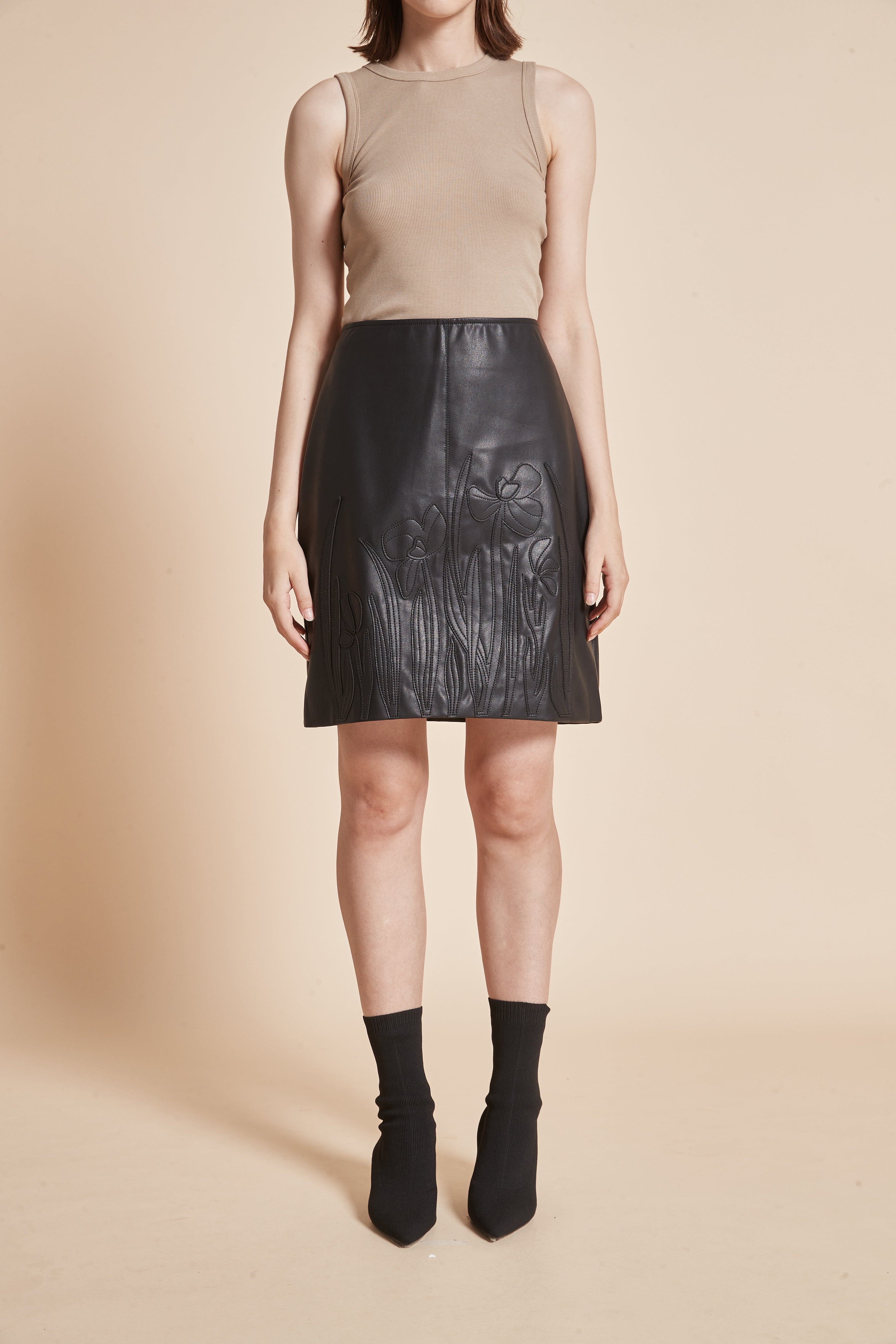 Yola Above-the-Knee Embroidered Skirt