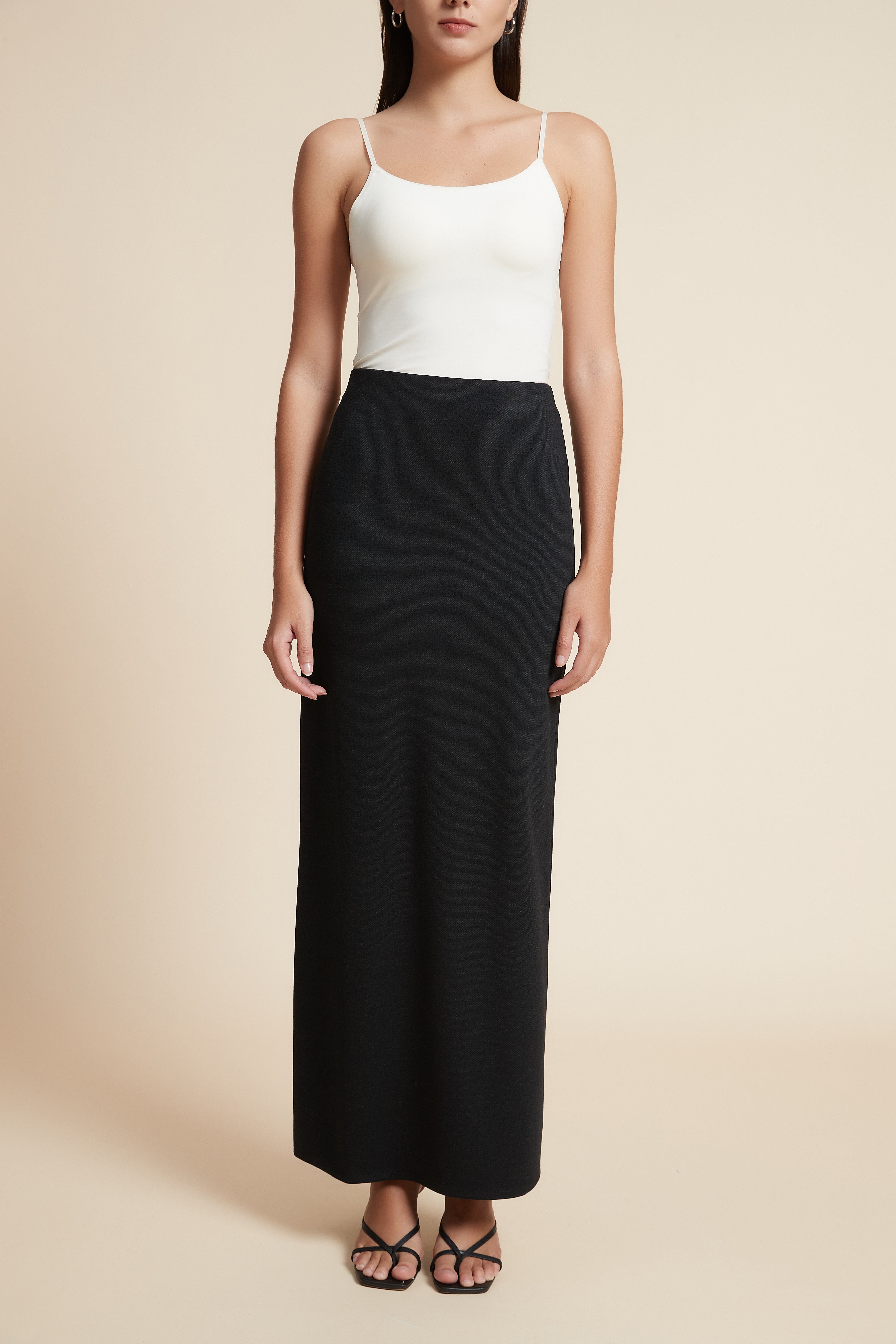 Solid Long Straight Skirt