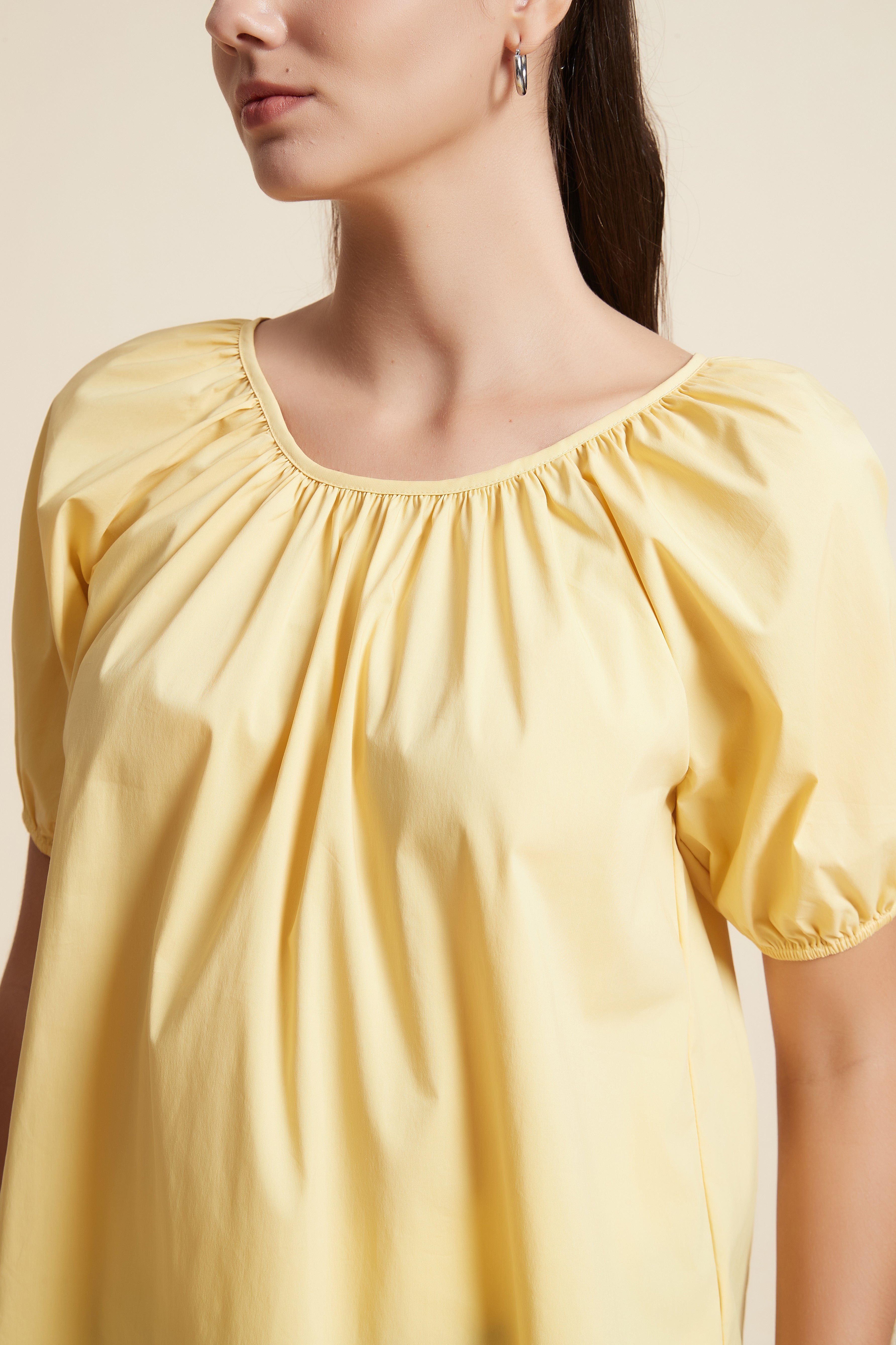 Short Sleeve Cropped Top with Wide Round Neck