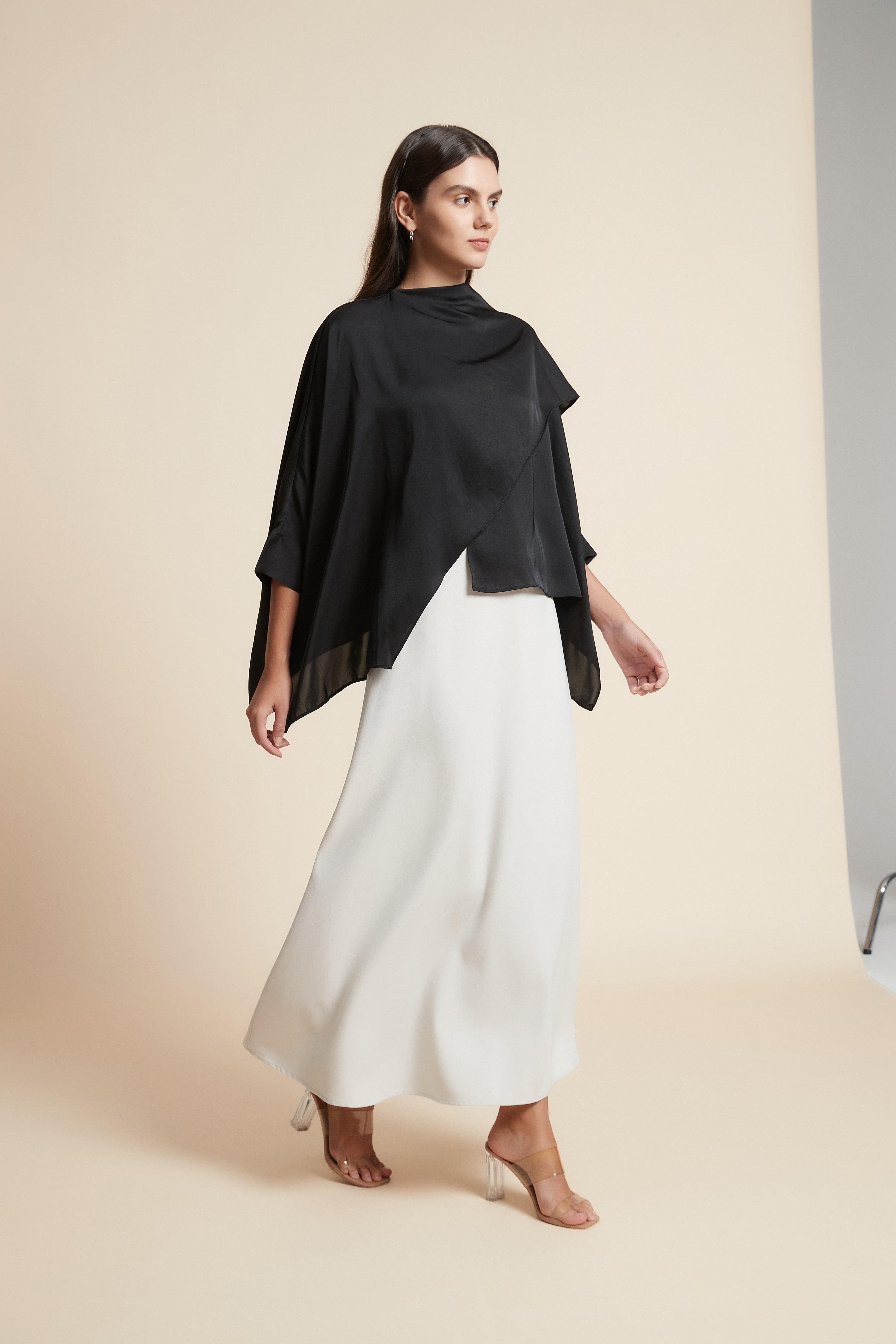 Layered Long Sleeve Waist-Length Blouse with Round Neck