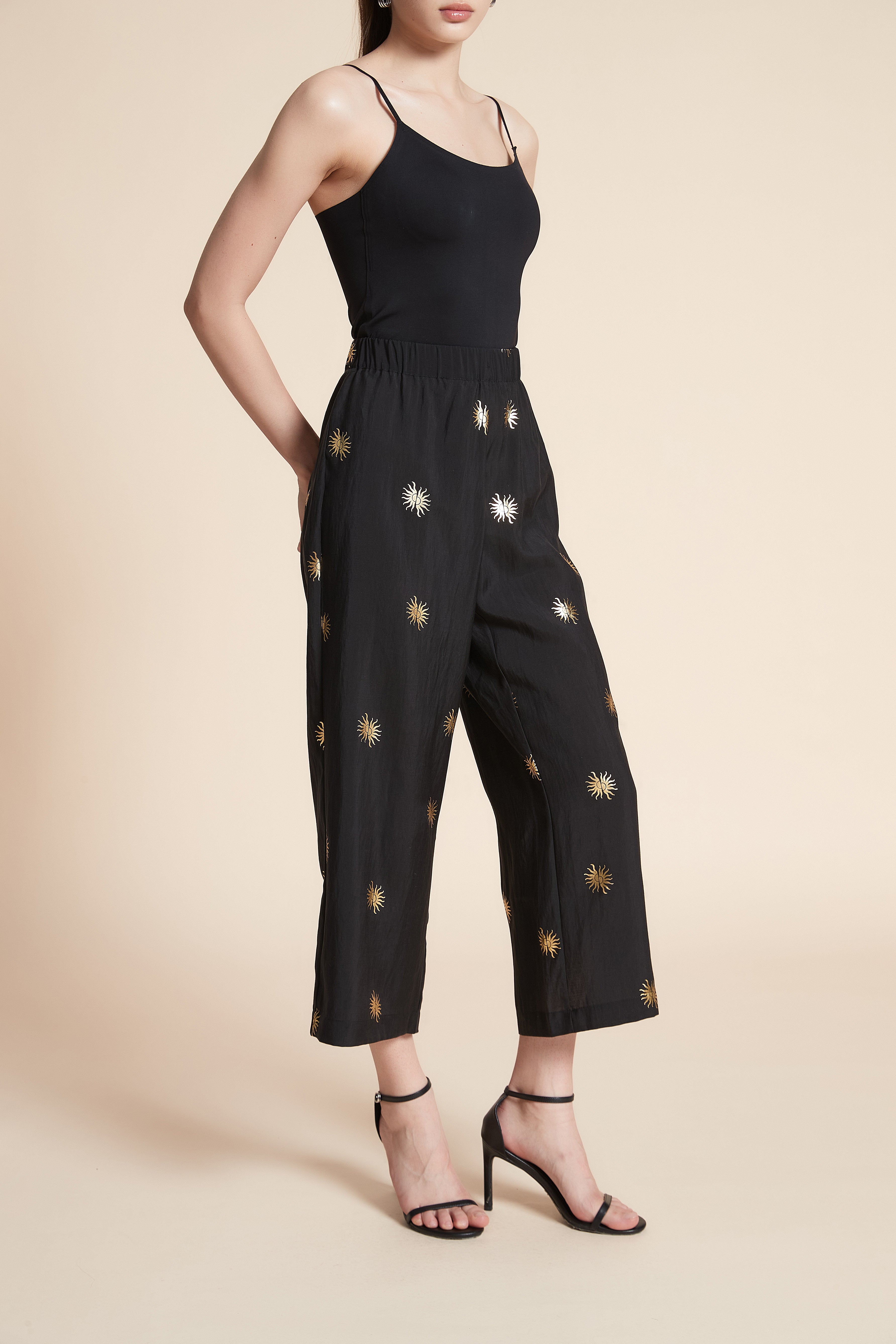 Wide Printed Midi Pants