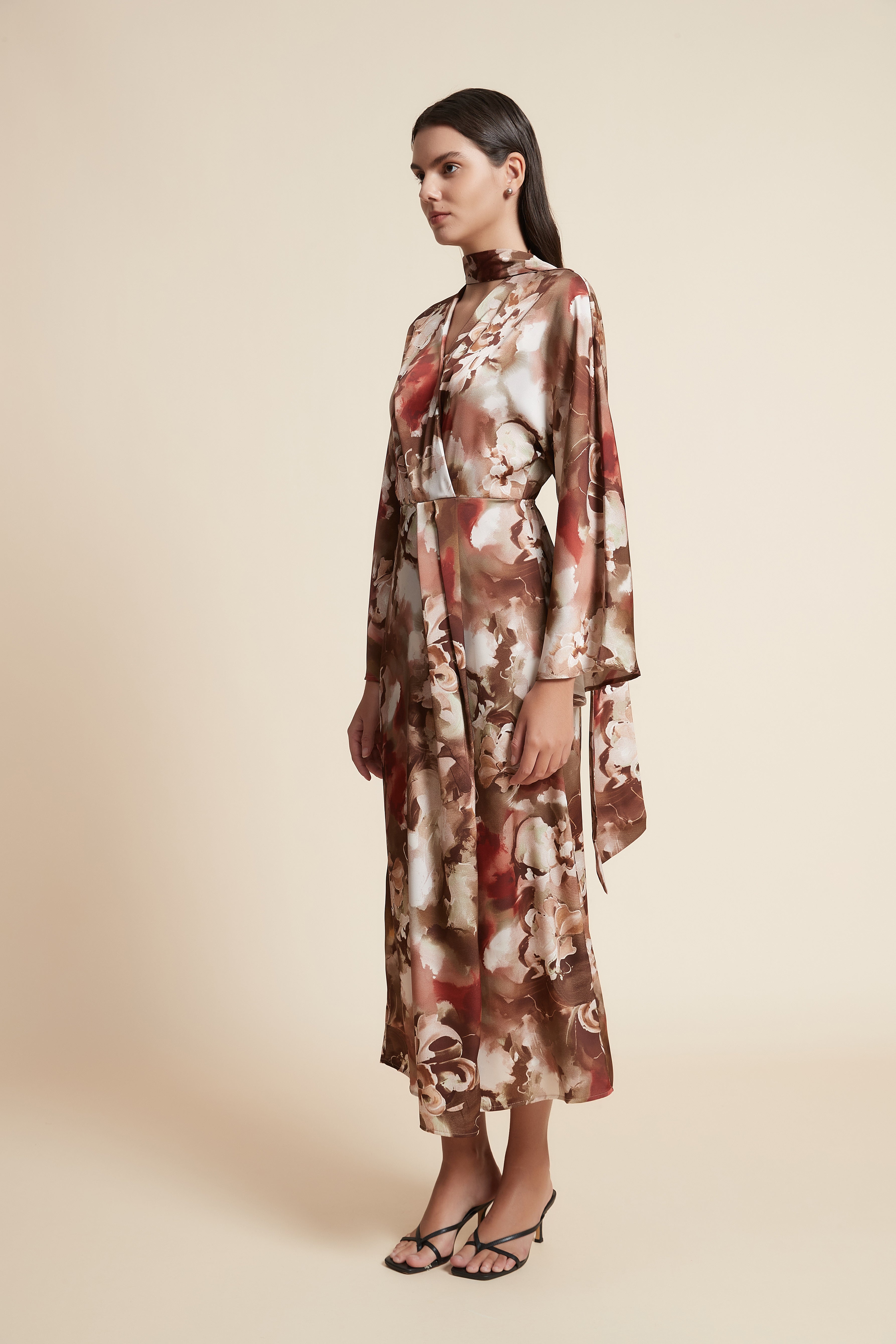 V-Neck Floral Midi Dress