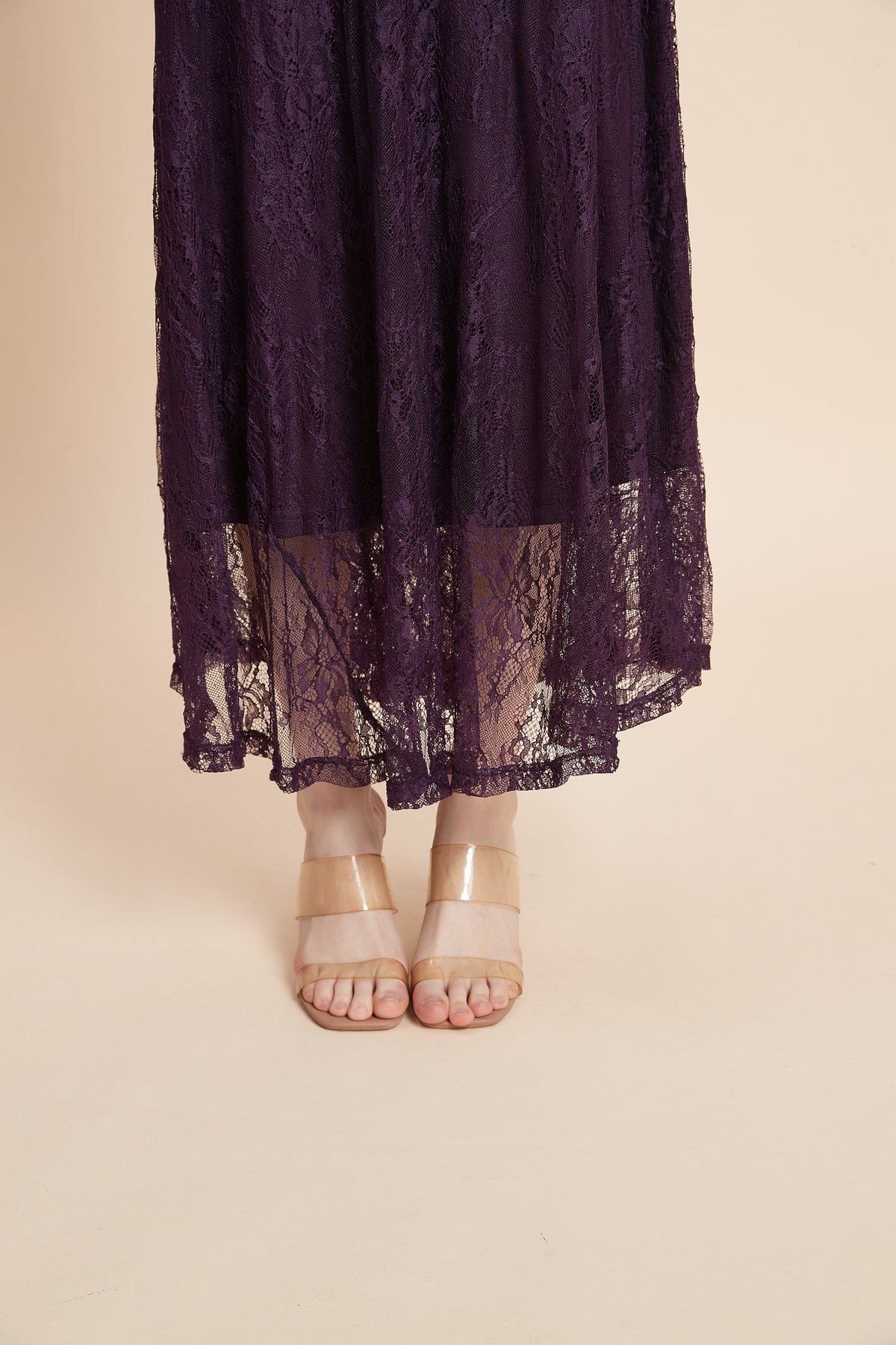 Wide Midi Skirt With Lace Details
