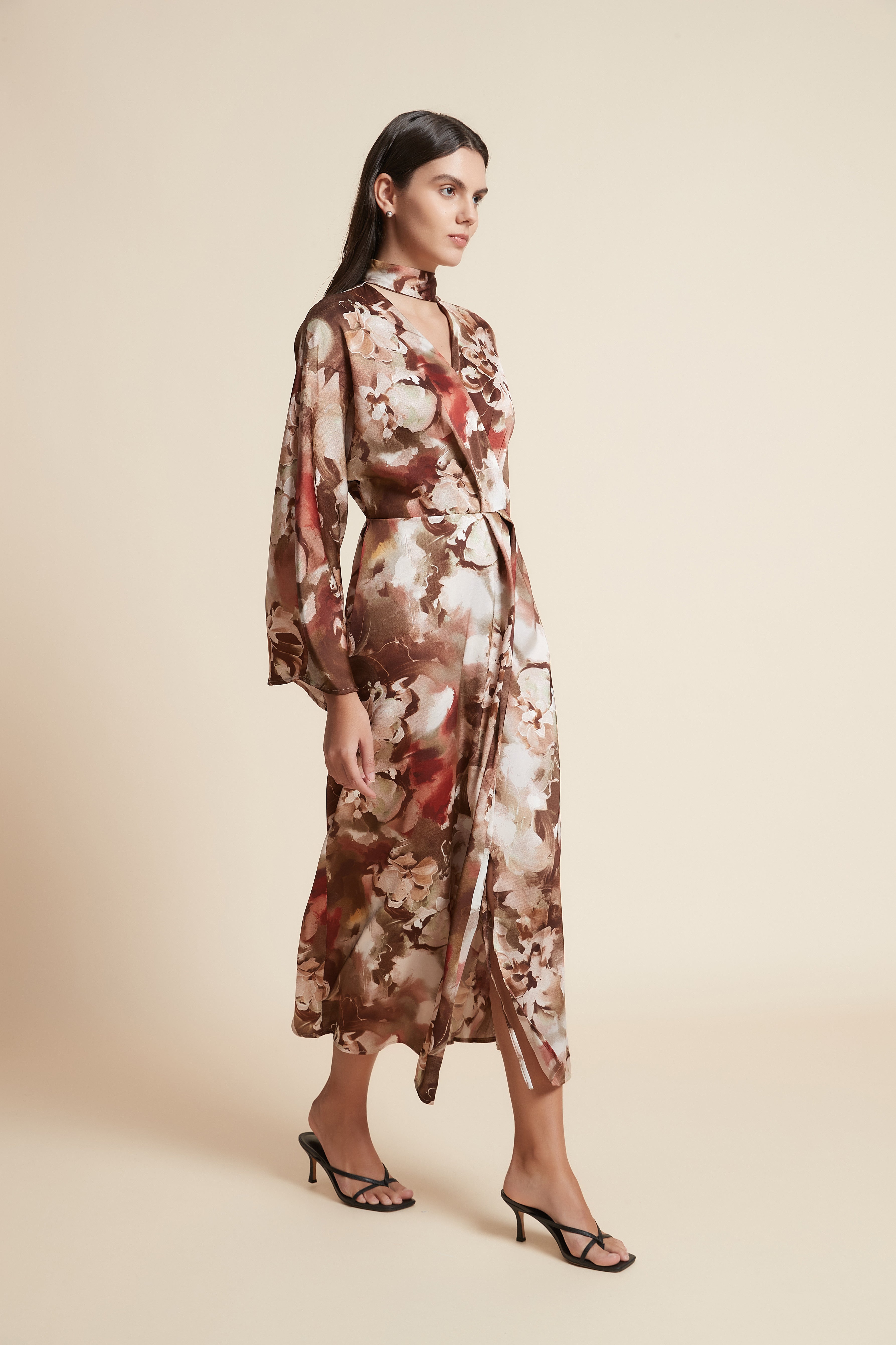 V-Neck Floral Midi Dress