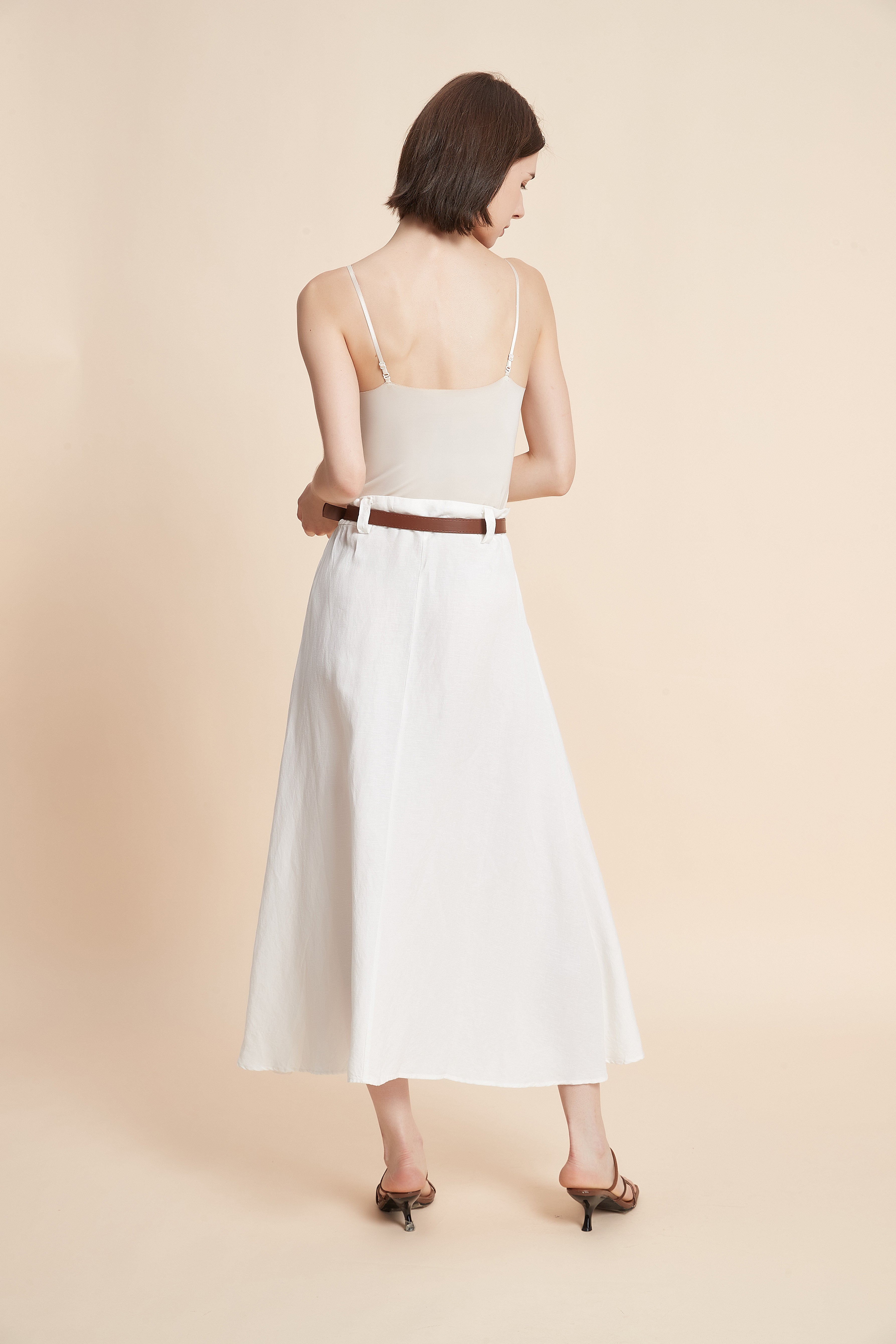 Plain Wide-Leg Midi Skirt