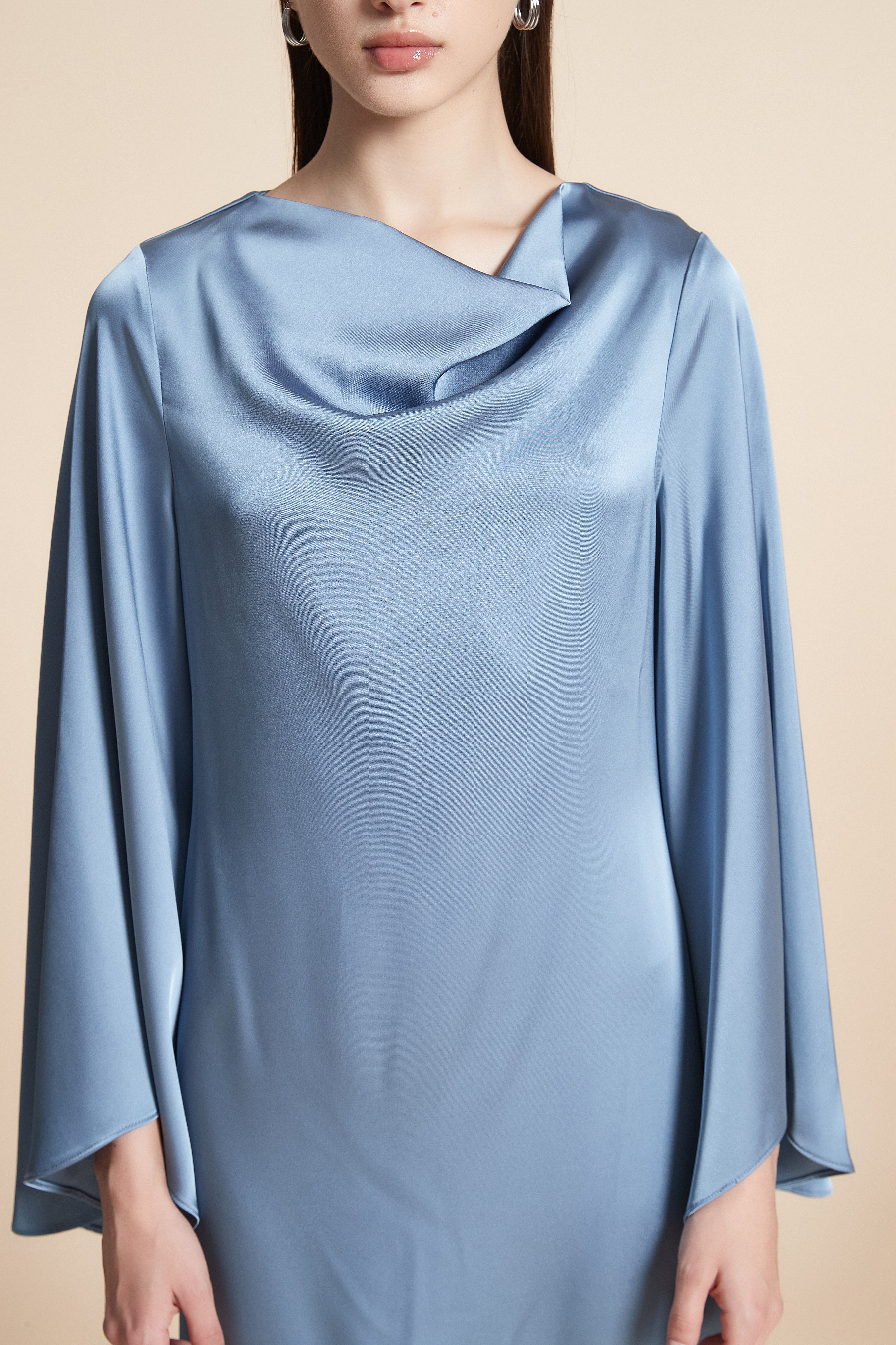 Plain Long Sleeve Midi Dress