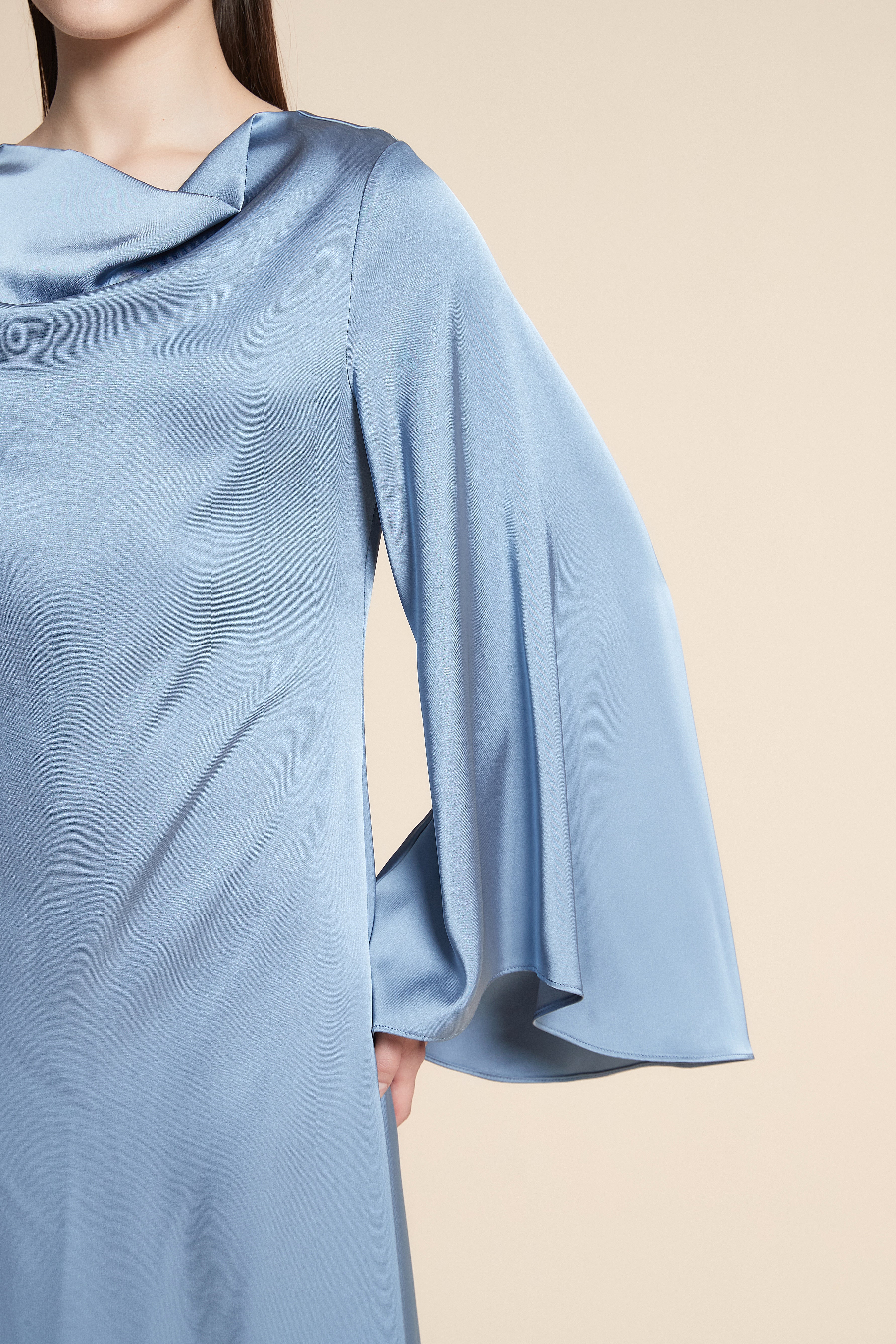 Plain Long Sleeve Midi Dress