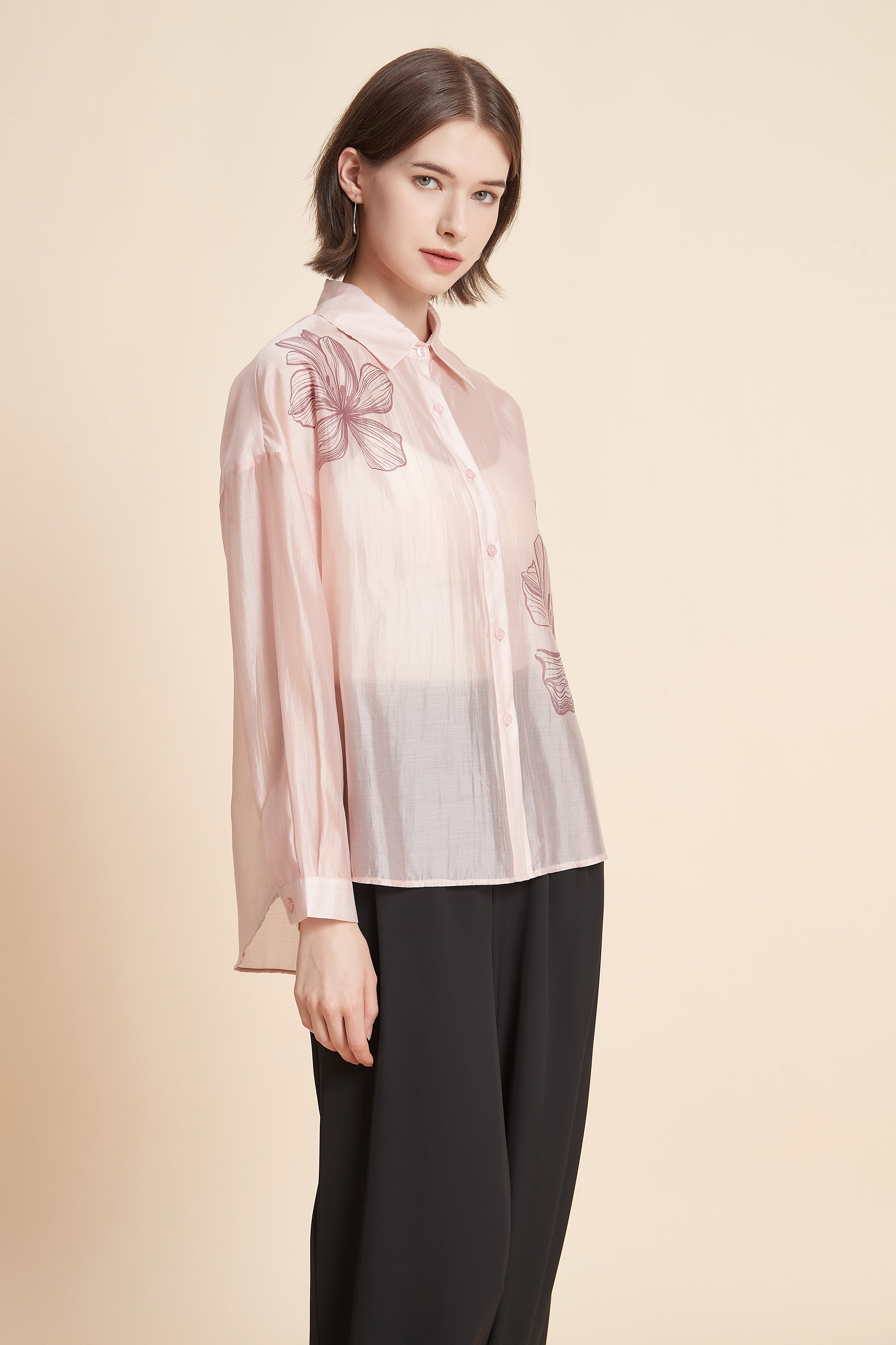 Long-Sleeved Floral Blouse