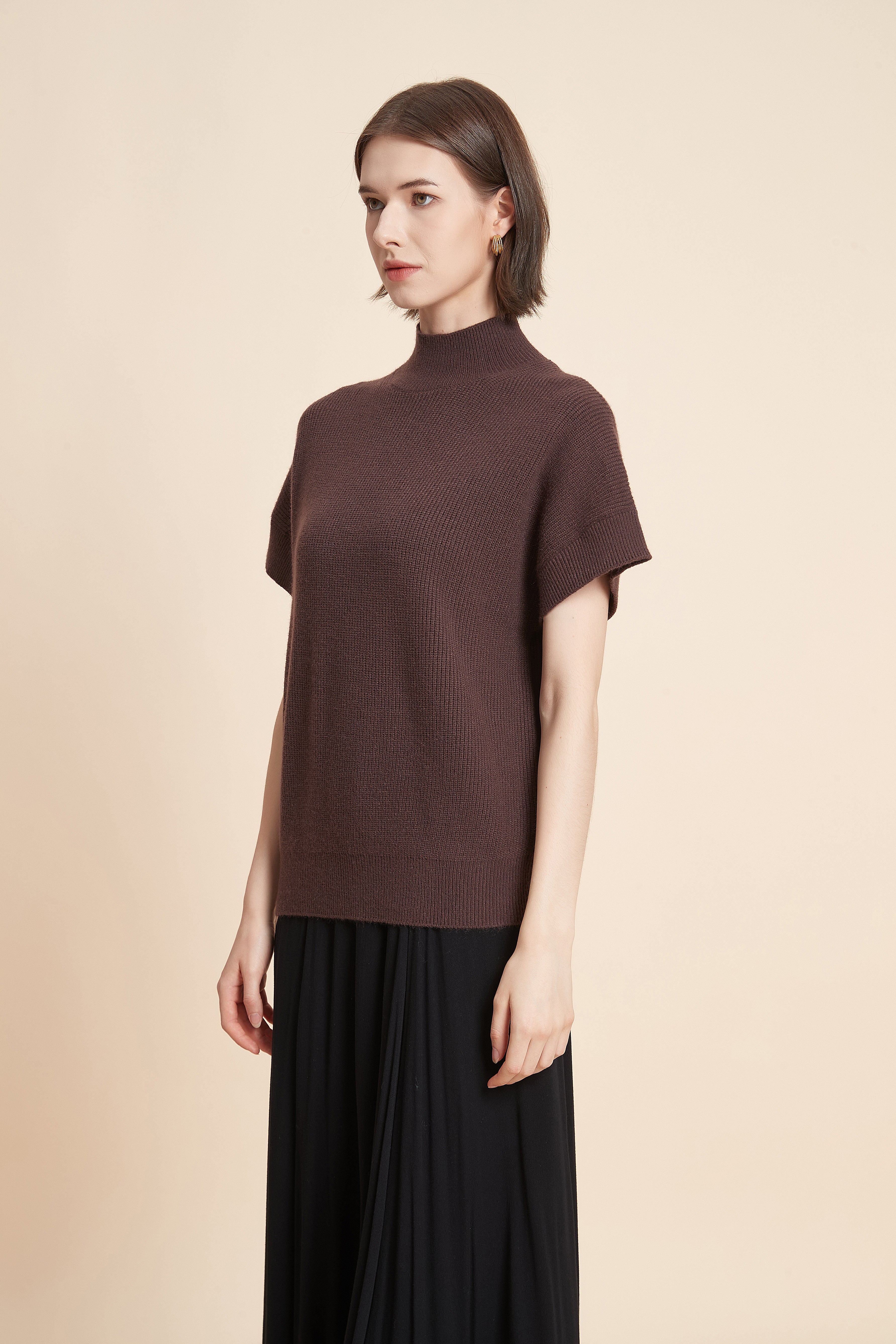 Short Sleeve High Neck Top